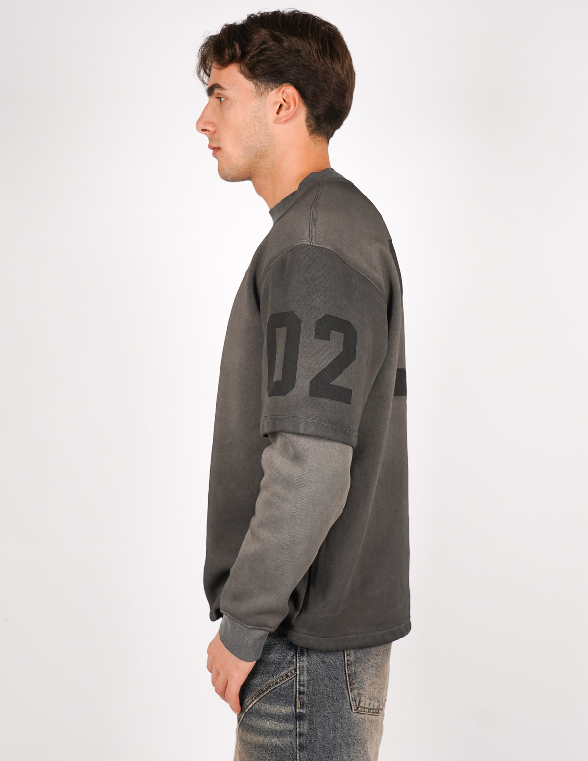 LONG SLEEVE IN FELPA SLAVATA CON STAMPA