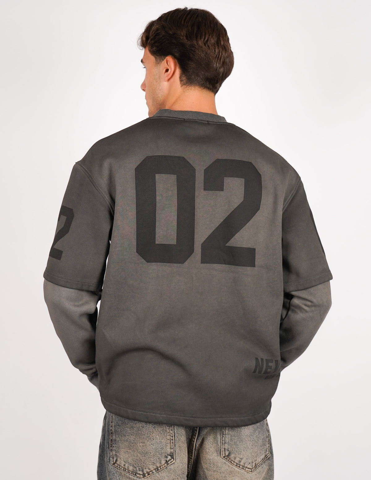 LONG SLEEVE IN FELPA SLAVATA CON STAMPA