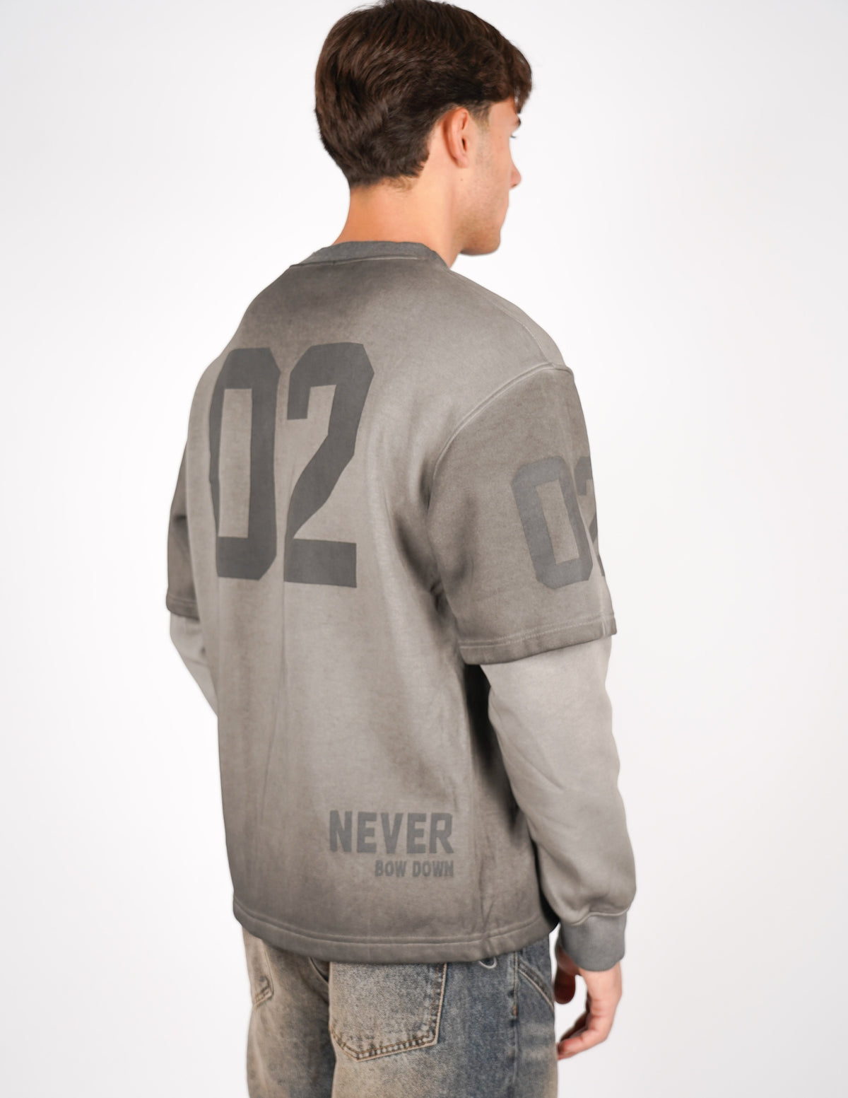 LONG SLEEVE IN FELPA SLAVATA CON STAMPA