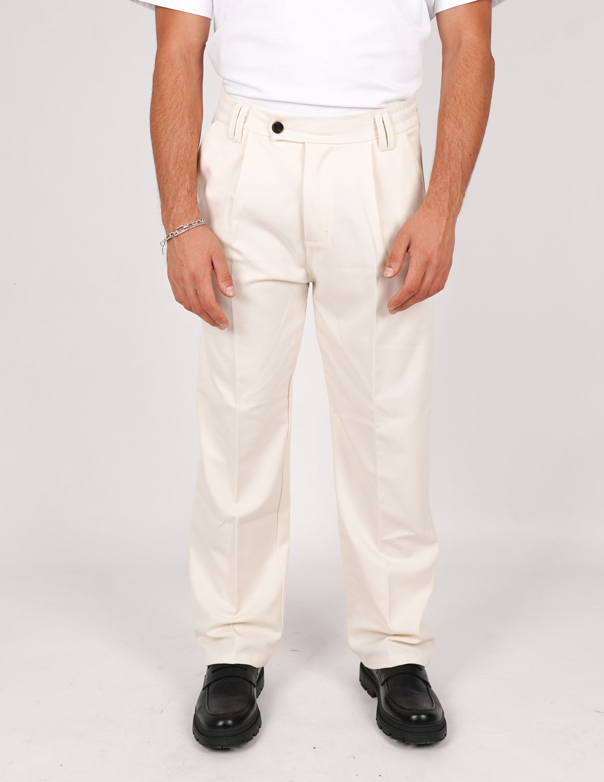 pantalone uomo fondo largo tinta unita