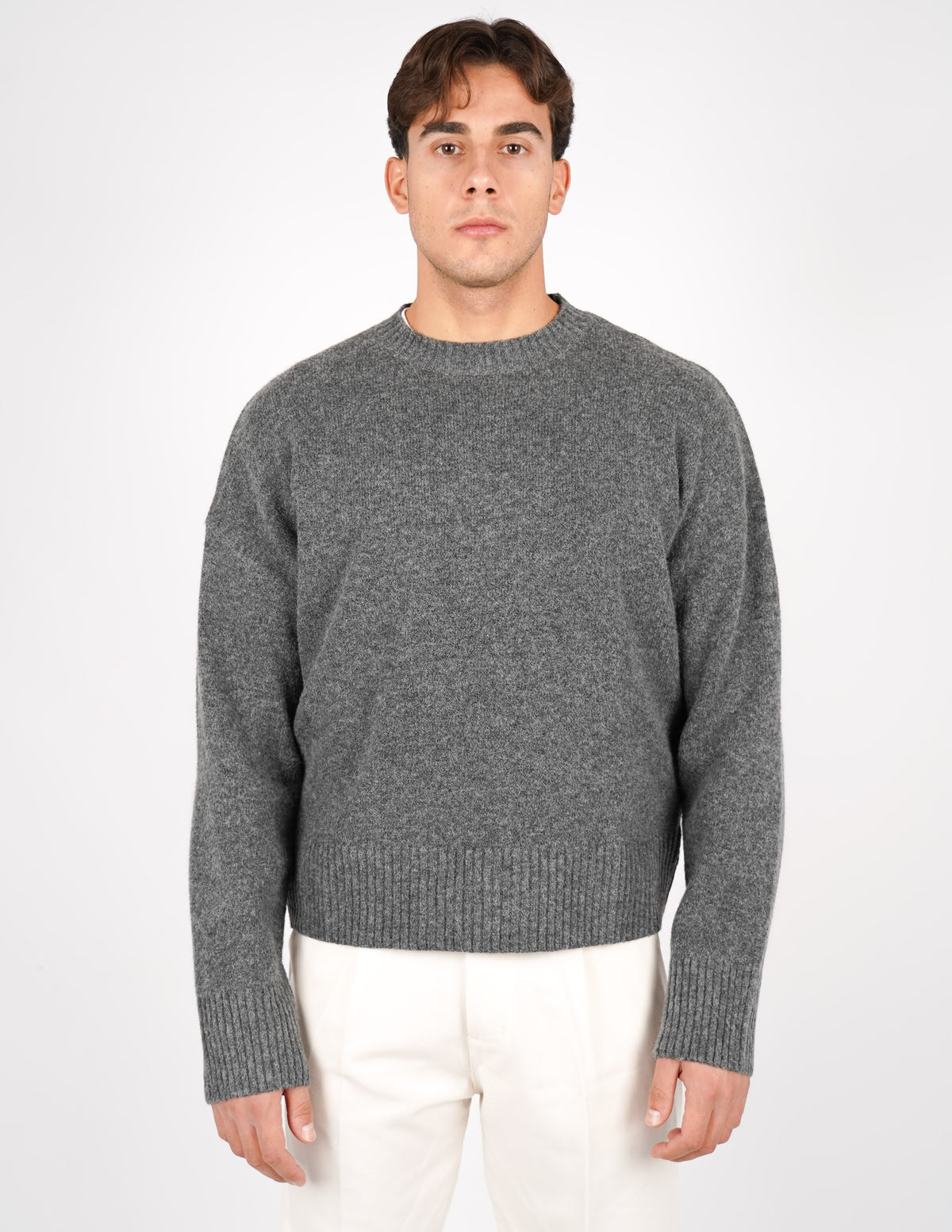 MAGLIONE CROP FIT IN MISTO LANA