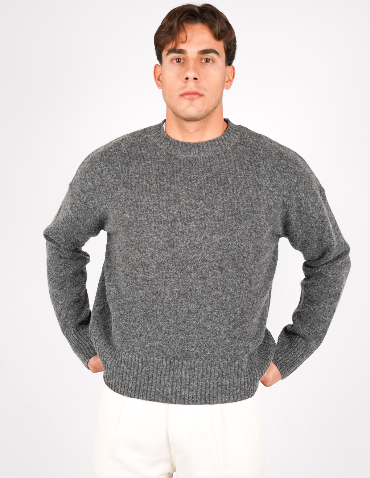 MAGLIONE CROP FIT IN MISTO LANA