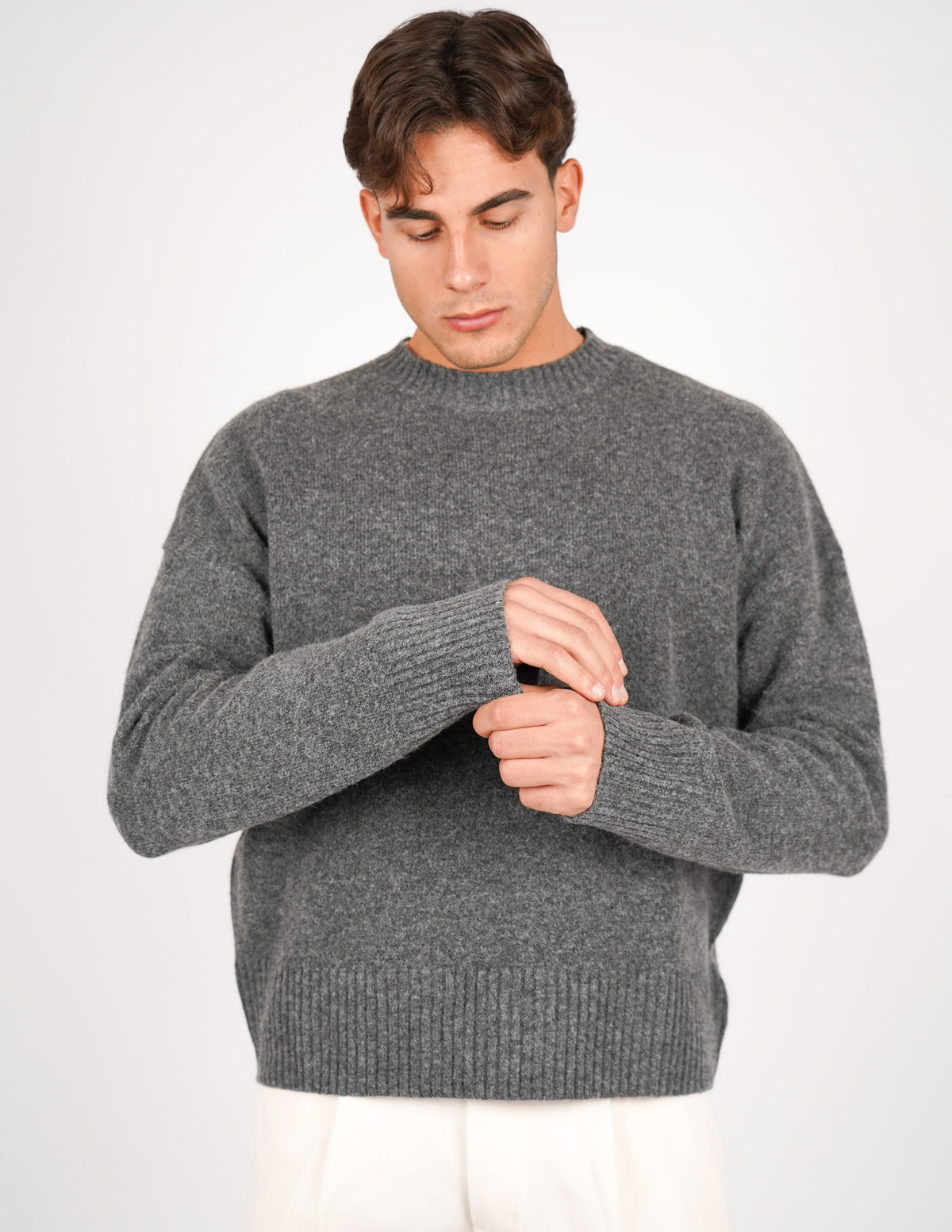 MAGLIONE CROP FIT IN MISTO LANA