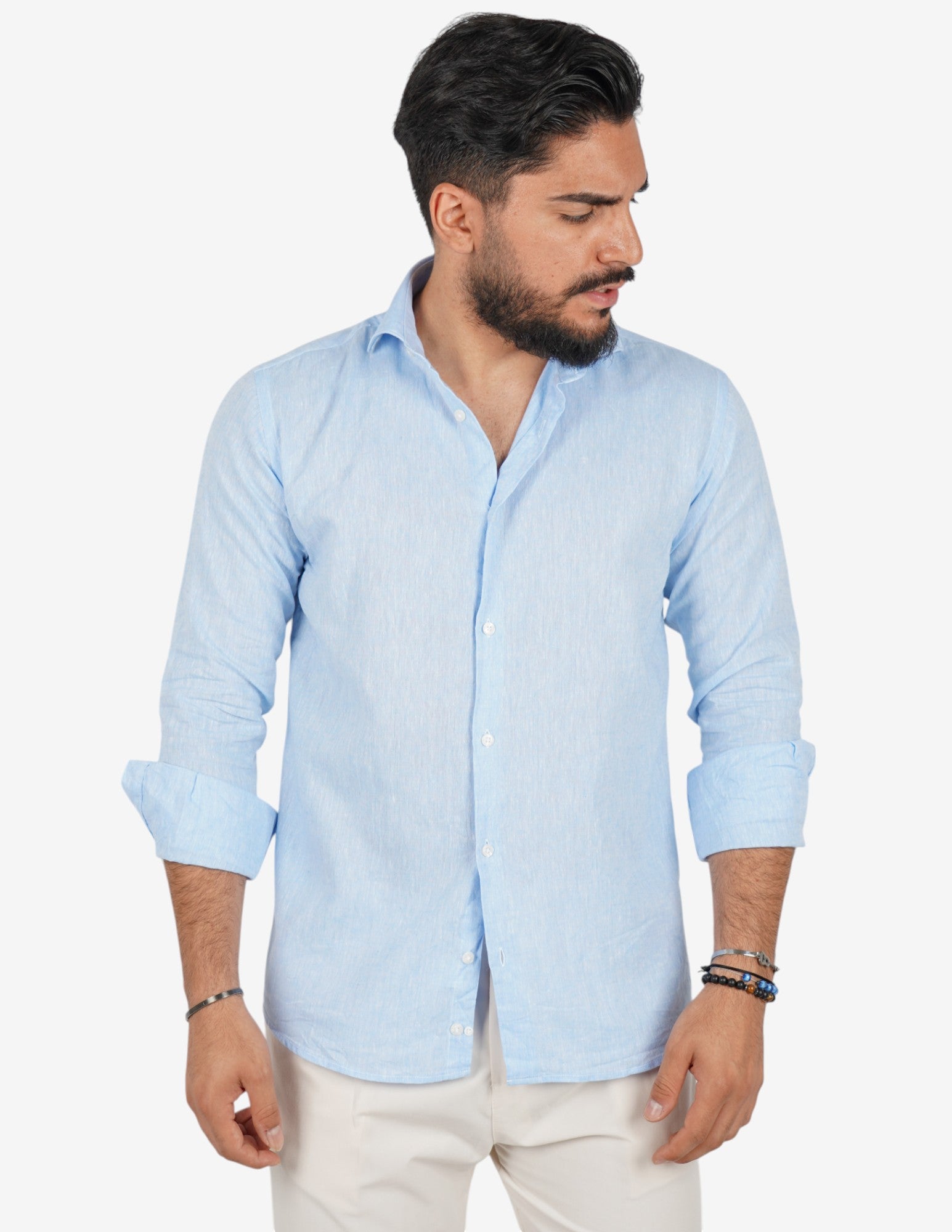 camicia uomo profumata in lino collo classico