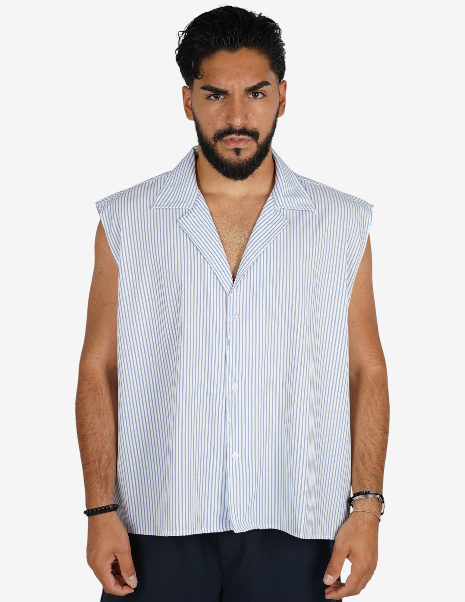 Camicia smanicata rigata
