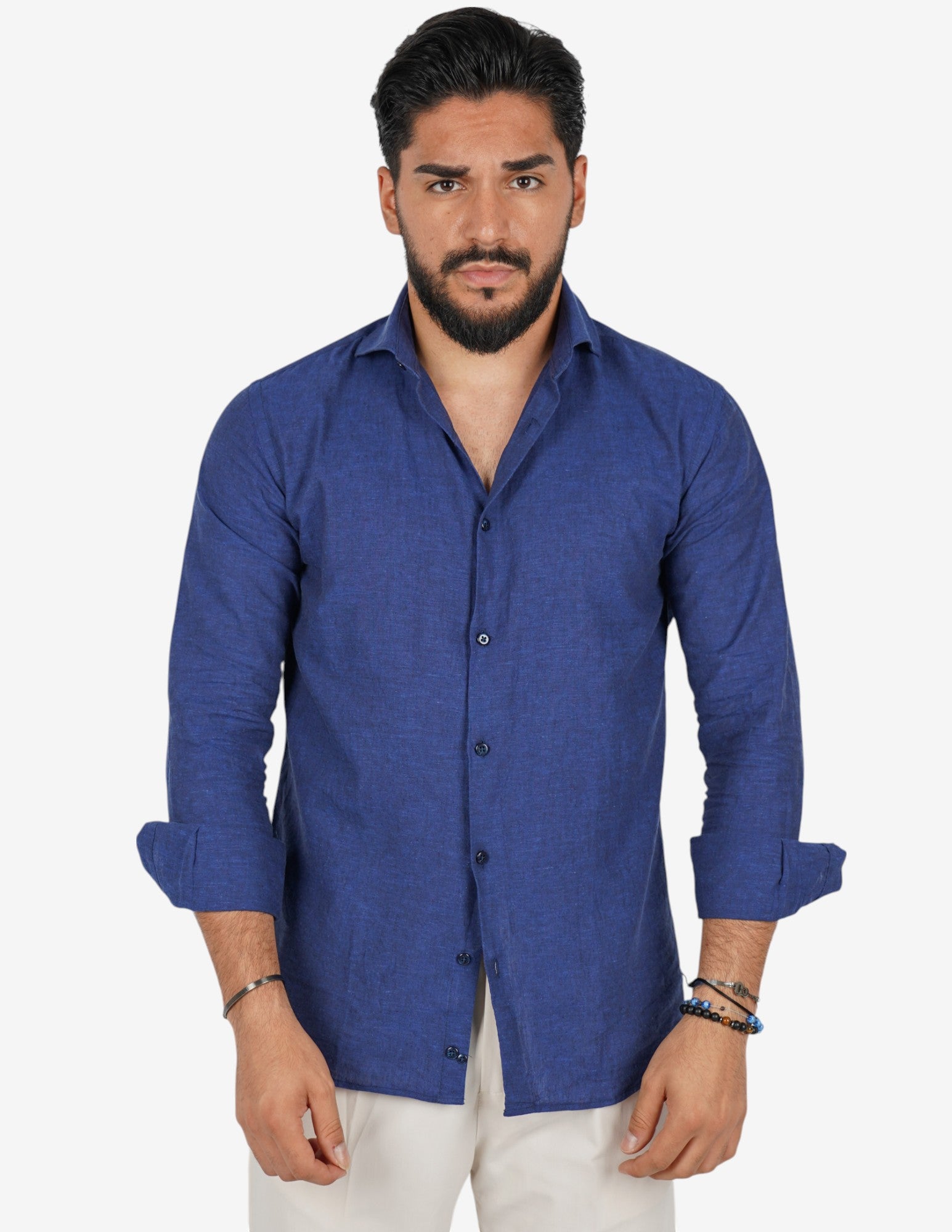 camicia uomo profumata in lino collo classico