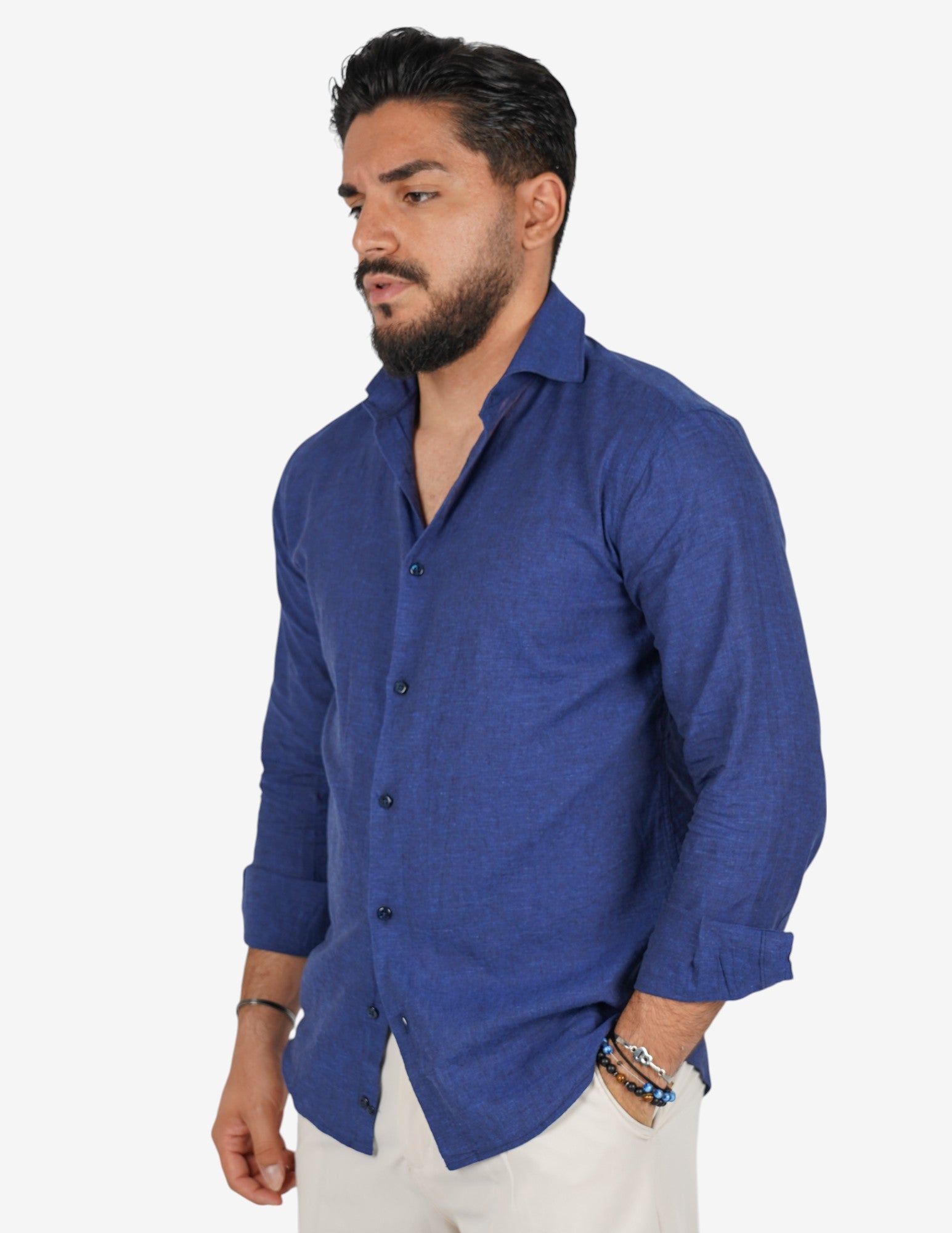 camicia uomo profumata in lino collo classico
