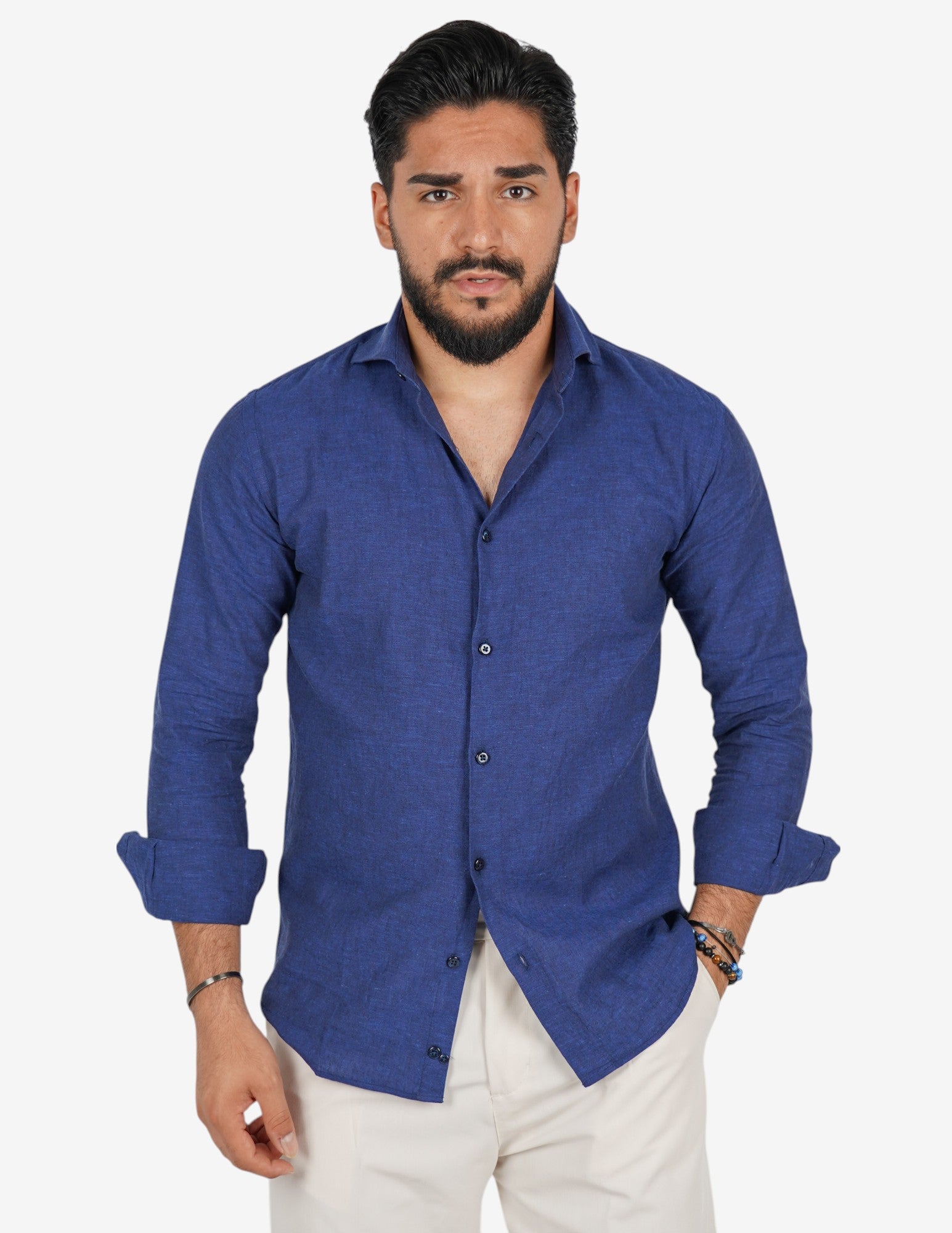 camicia uomo profumata in lino collo classico