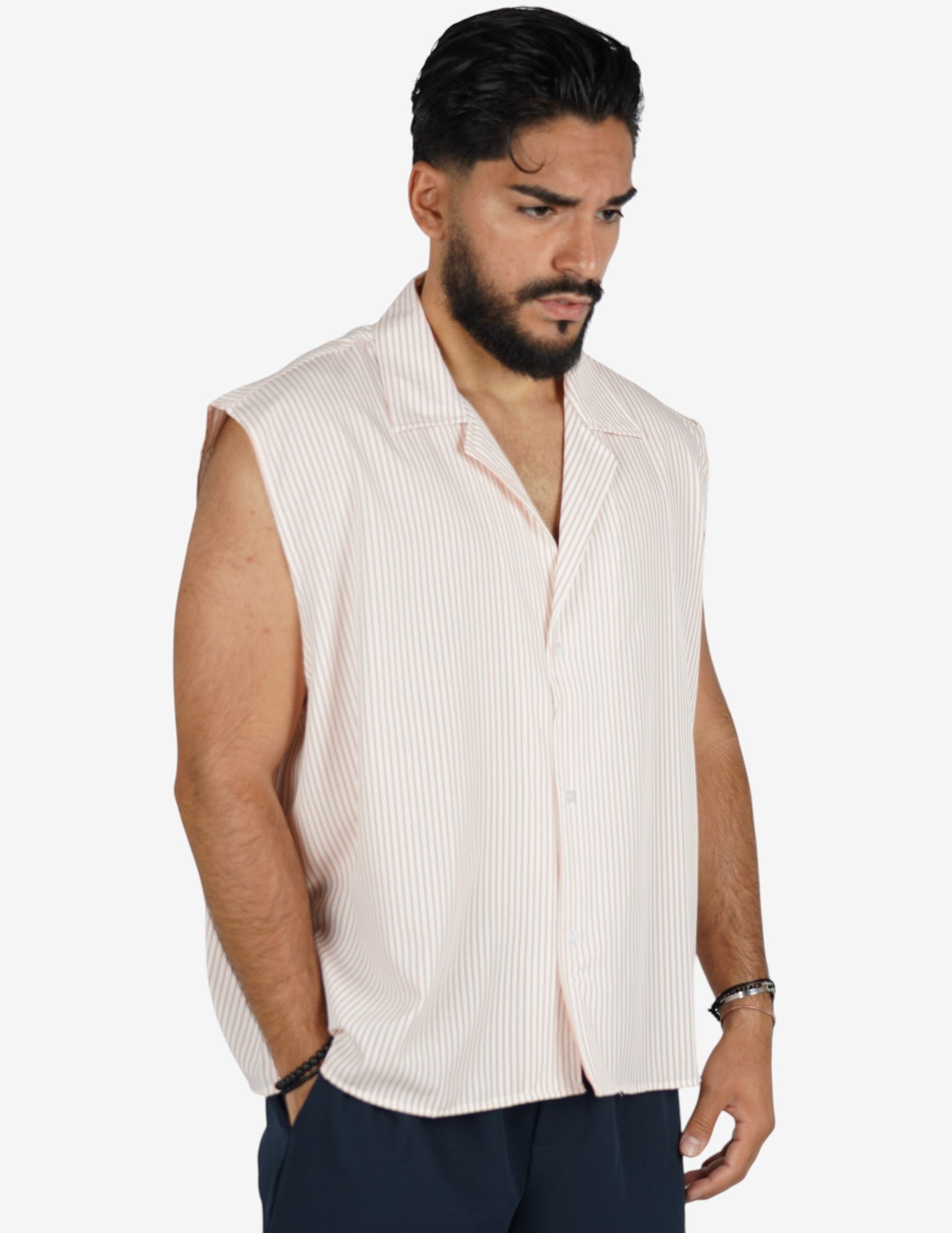 Camicia smanicata rigata