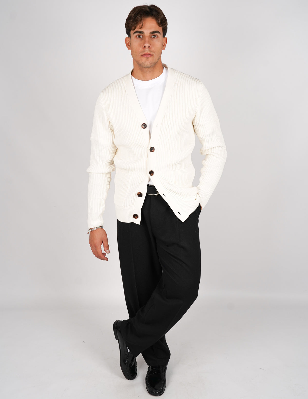 CARDIGAN IN CINIGLIA CON TASCHE