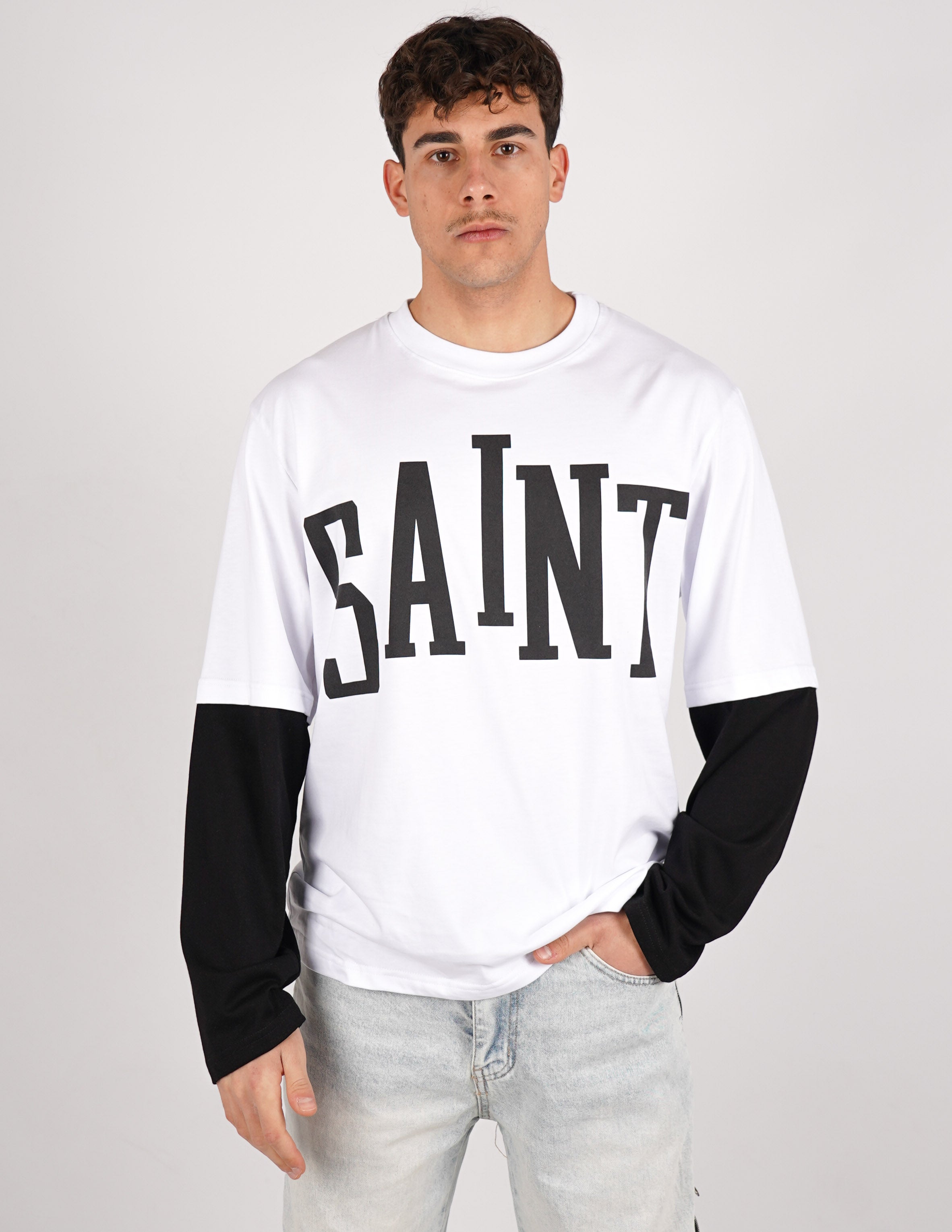 long sleeve doppio colore con stampa