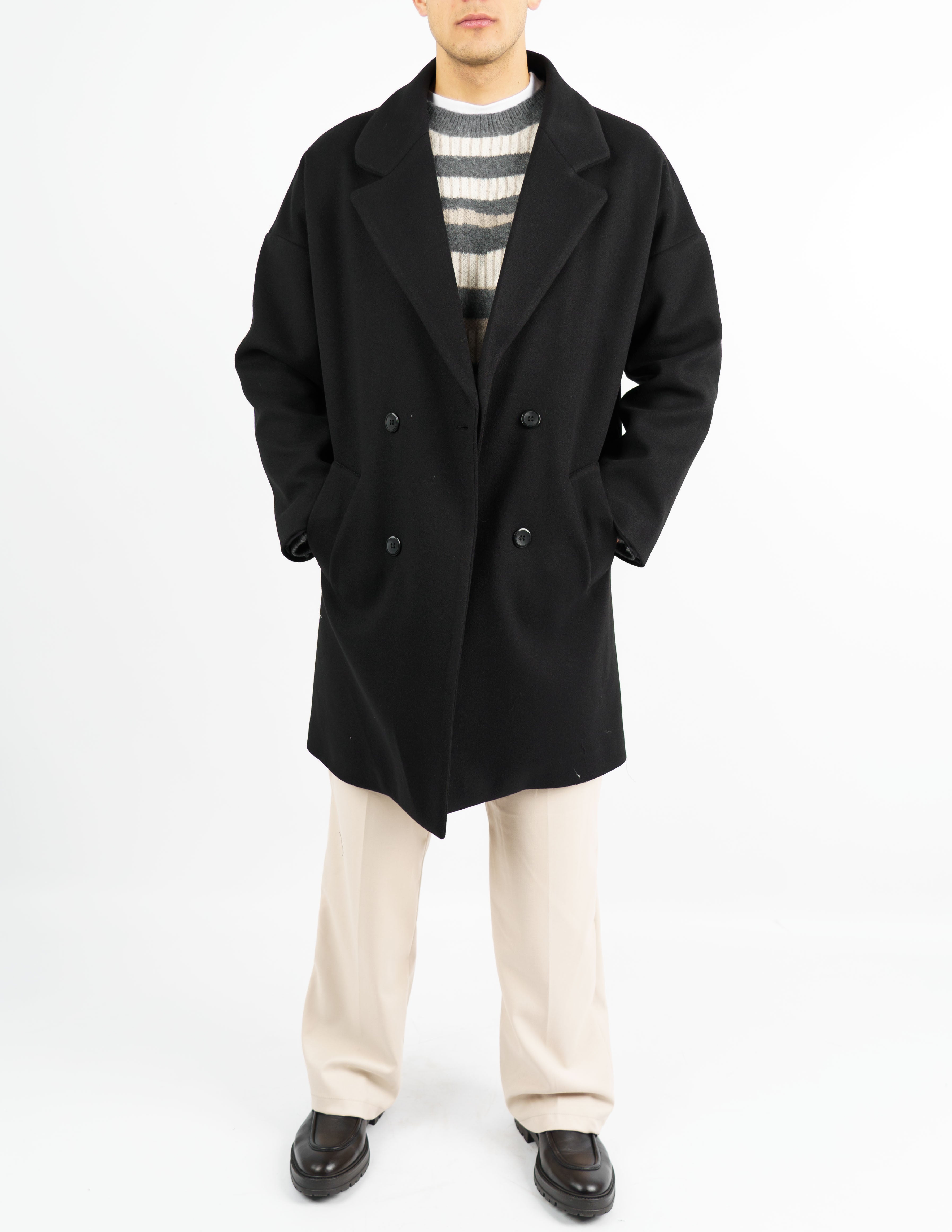 cappotto doppiopetto in panno oversize