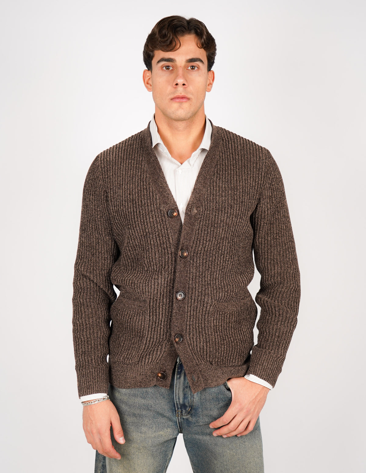 CARDIGAN IN CINIGLIA CON TASCHE