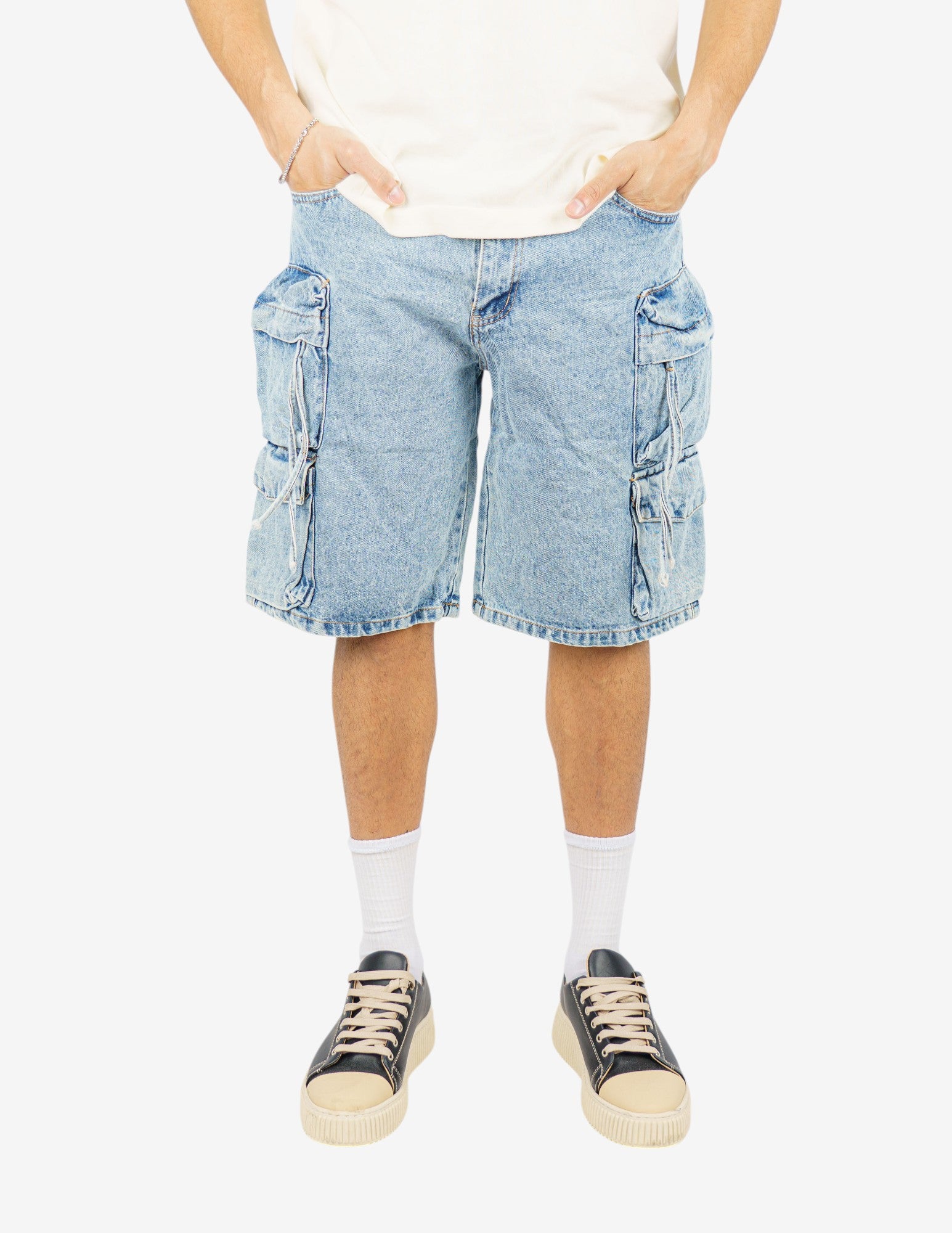 bermuda in denim cargo