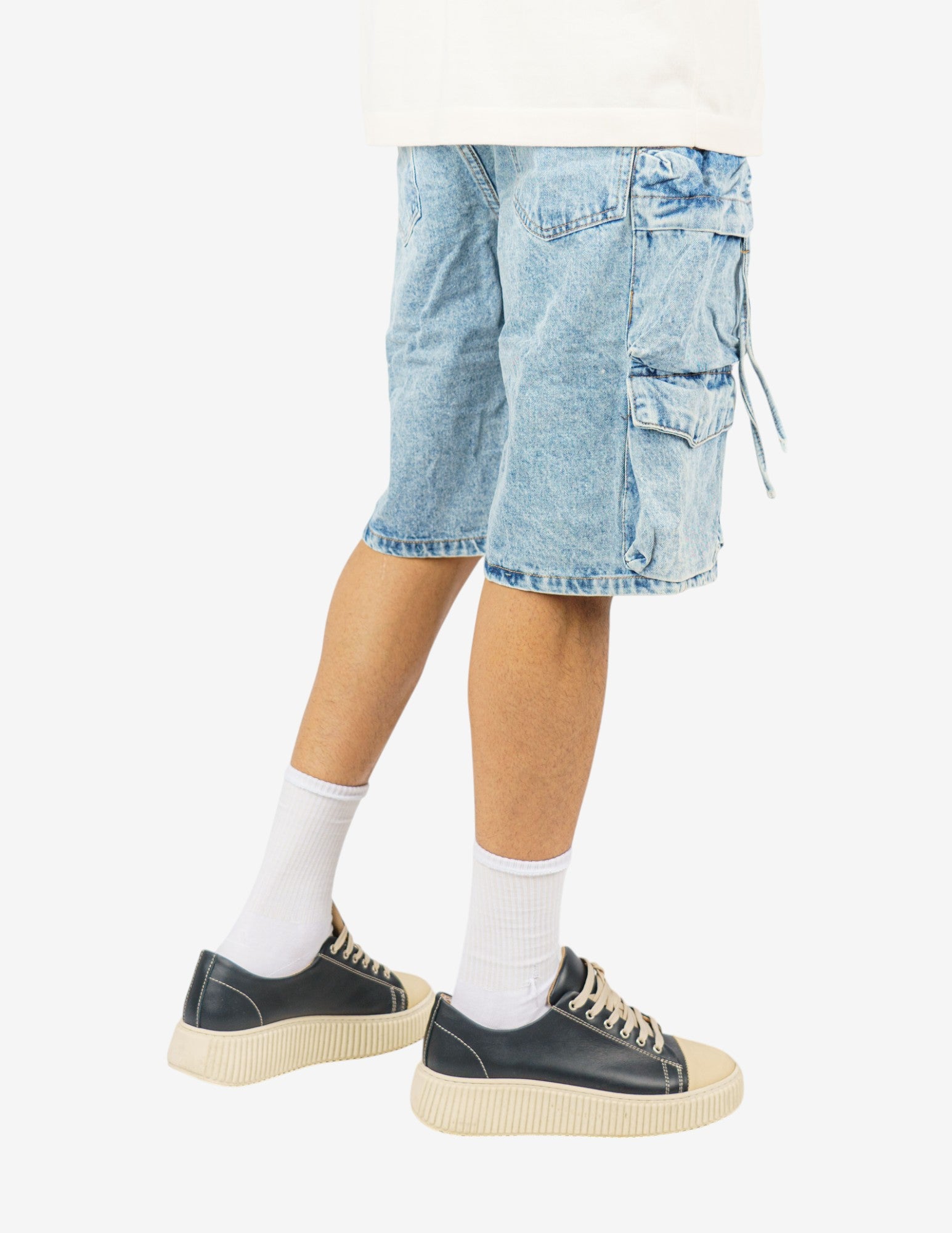 bermuda in denim cargo