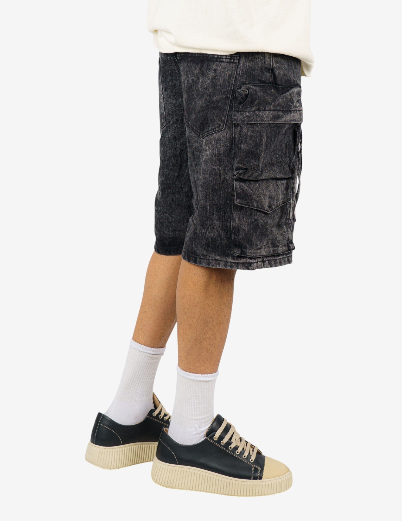 bermuda in denim cargo