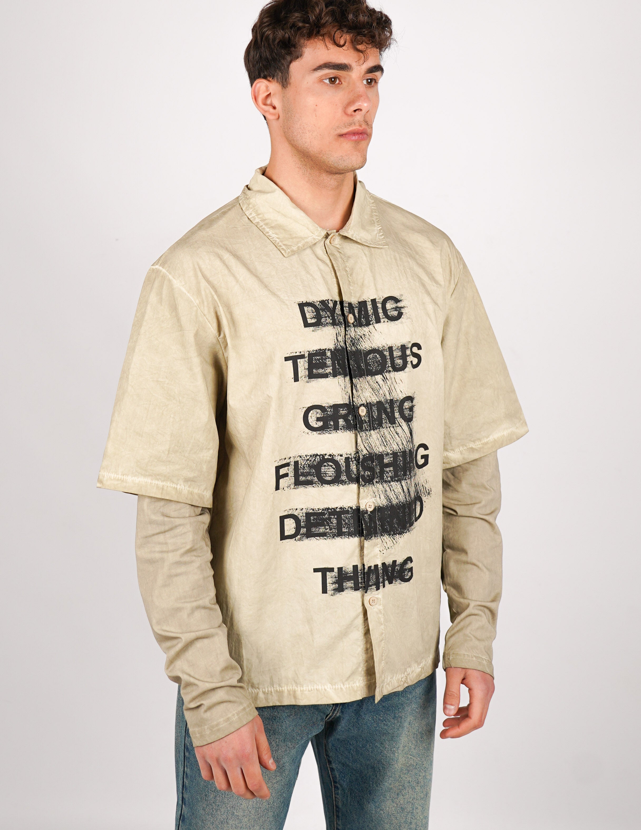 CAMICIA MANICA LUNGA STRUTTURATA CON STAMPA