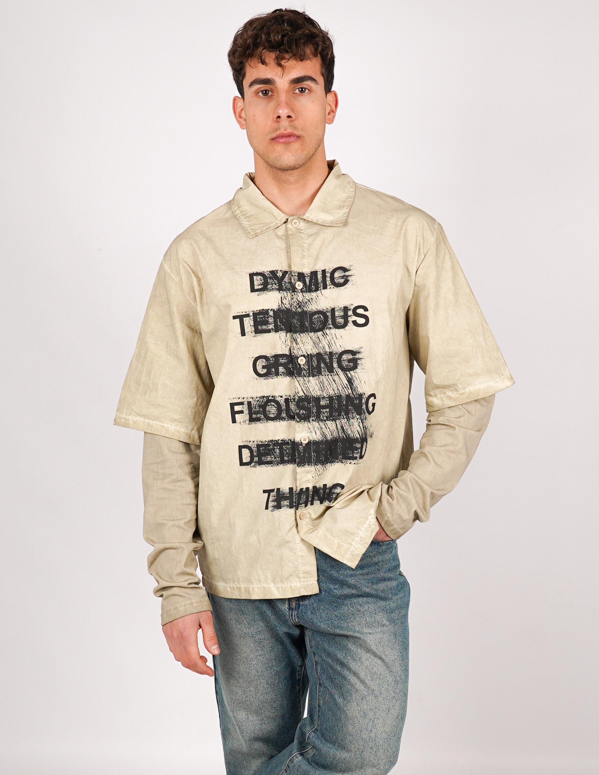 CAMICIA MANICA LUNGA STRUTTURATA CON STAMPA