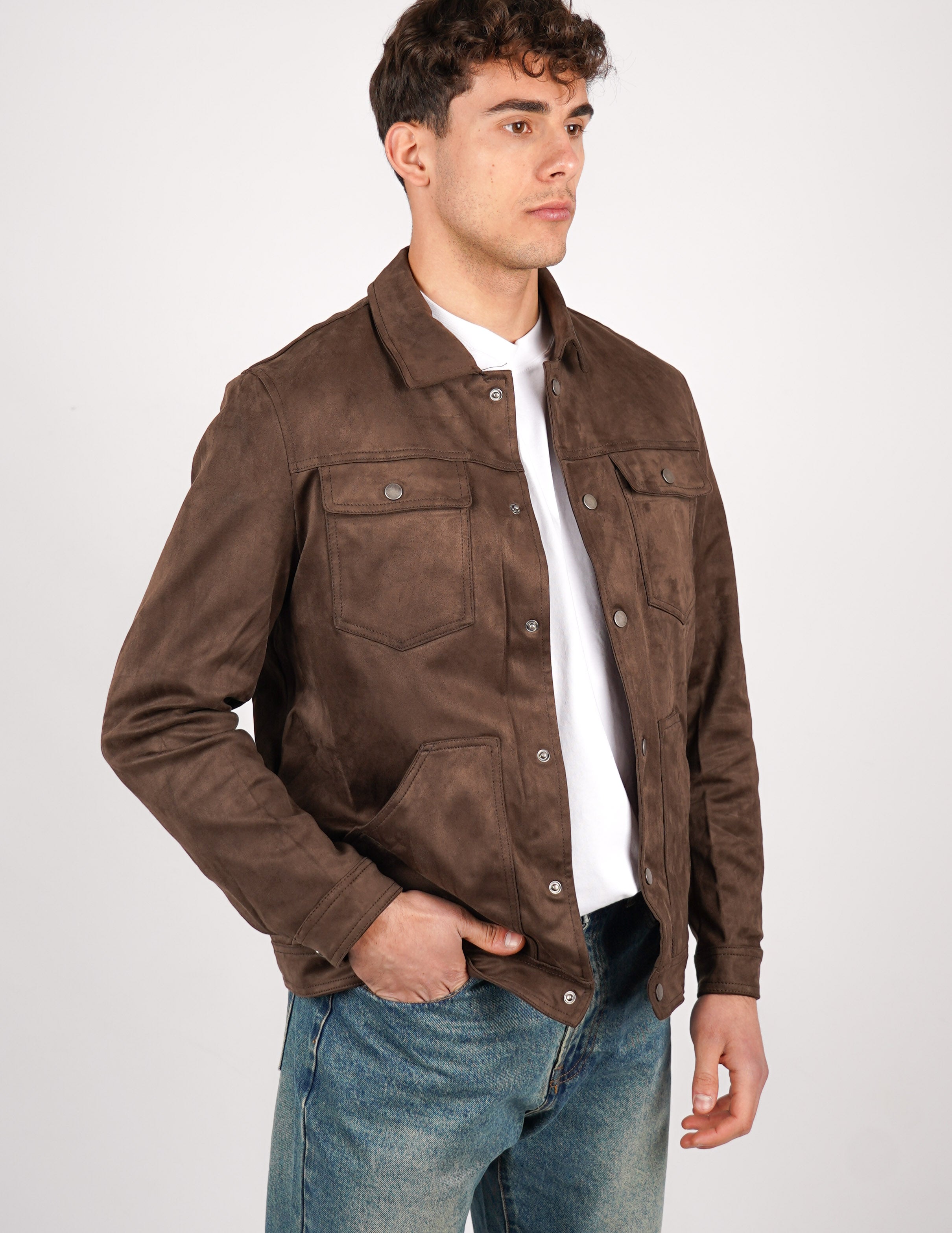 GIUBBINO CON TASCHE IN CAMOSCIO