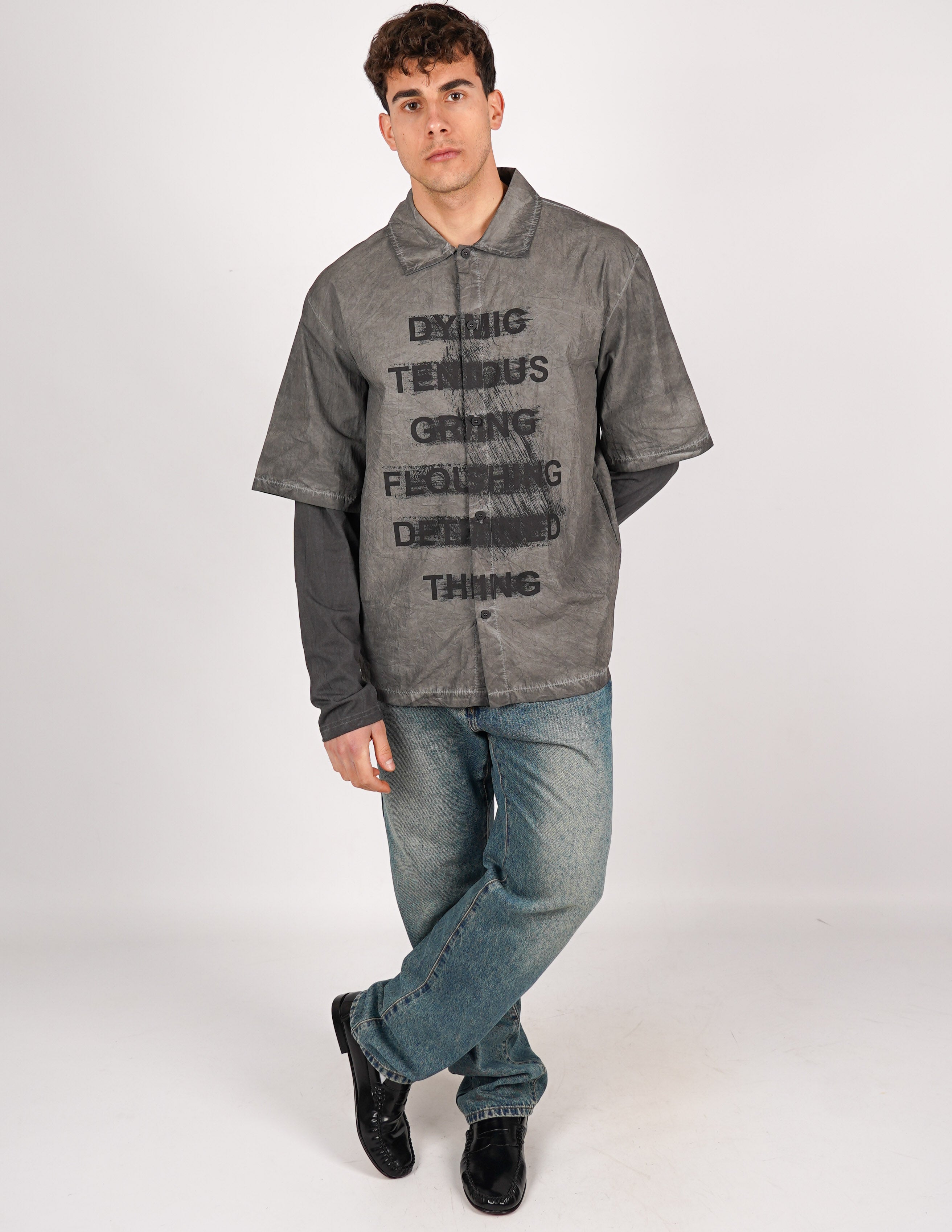 CAMICIA MANICA LUNGA STRUTTURATA CON STAMPA
