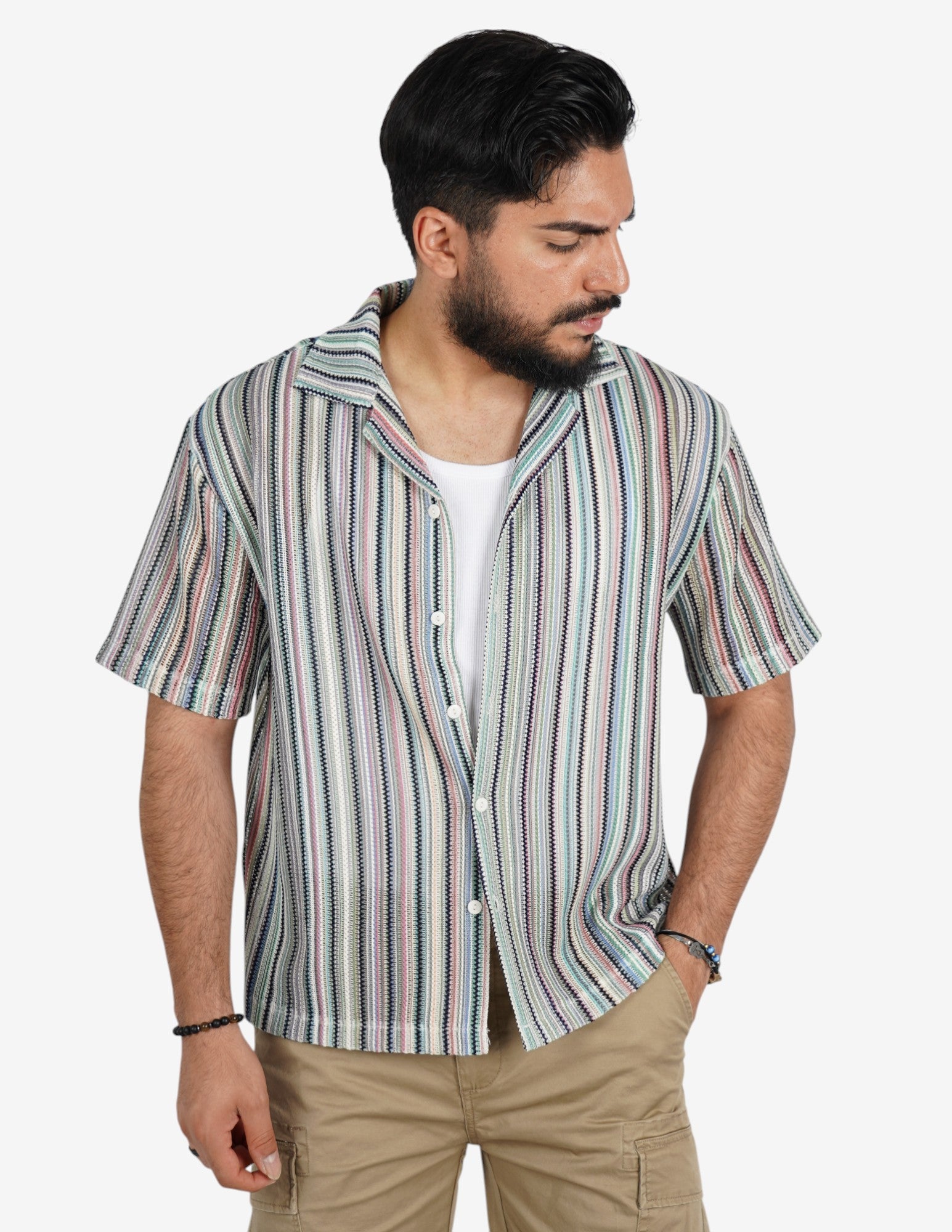 Camicia manica corta strutturata