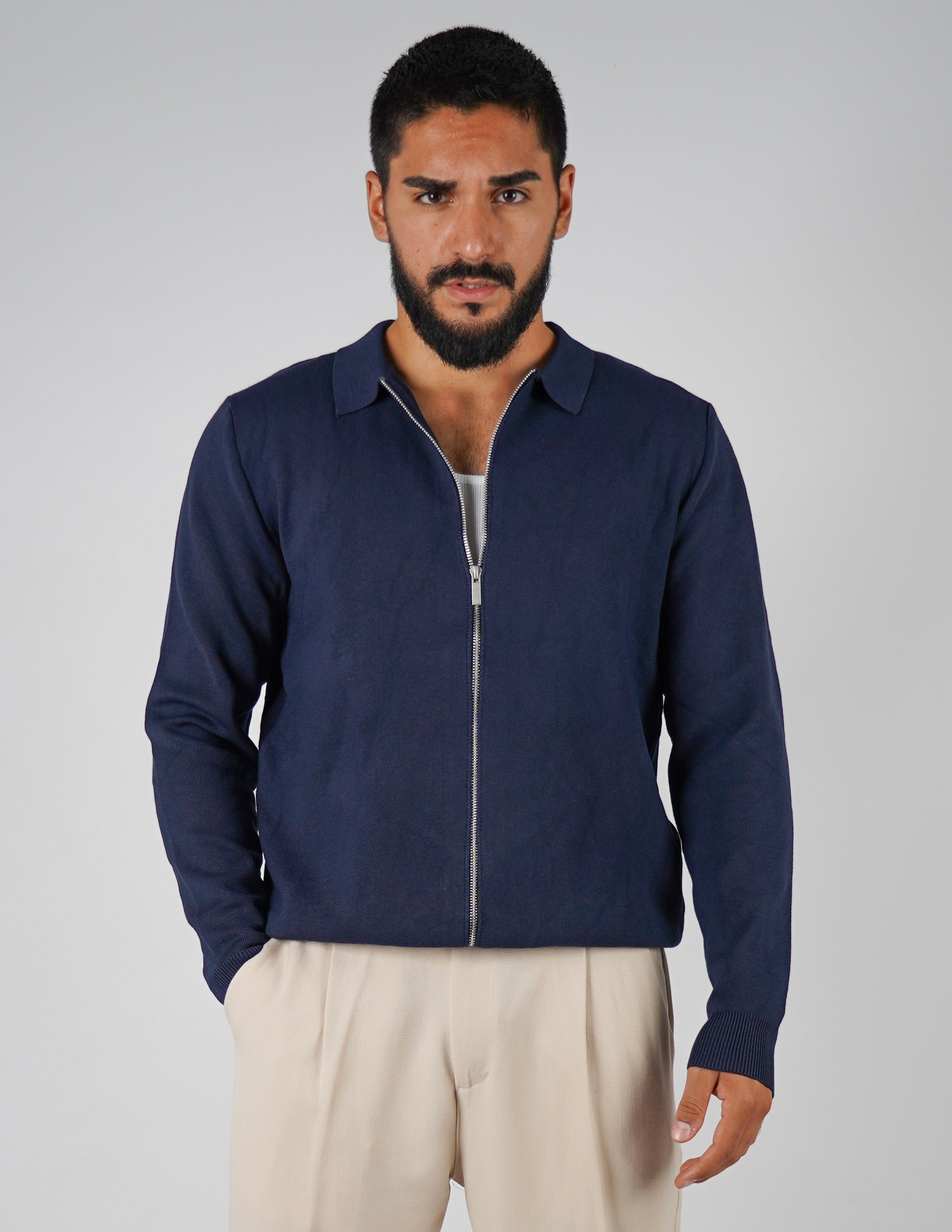 Cardigan con collo manica lunga