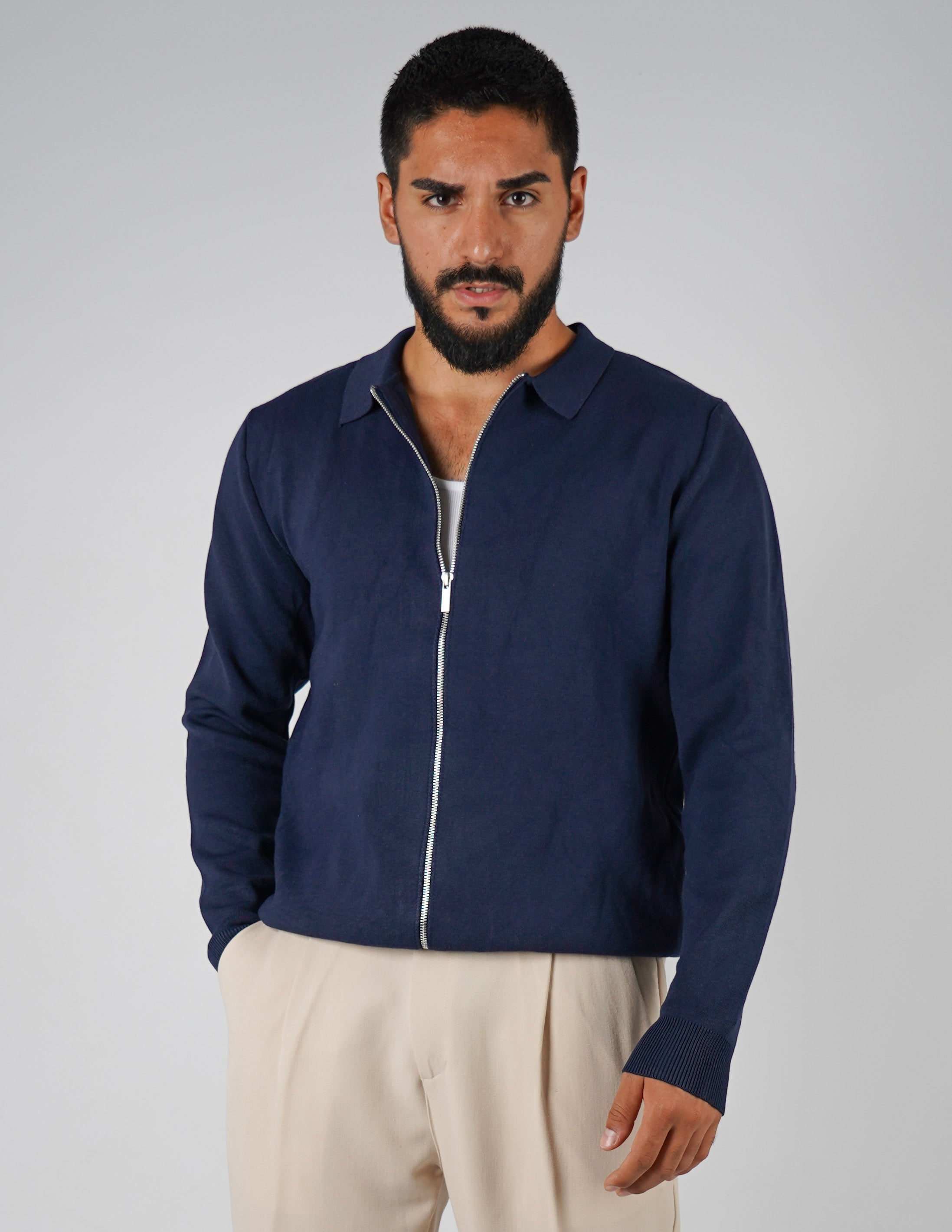Cardigan con collo manica lunga