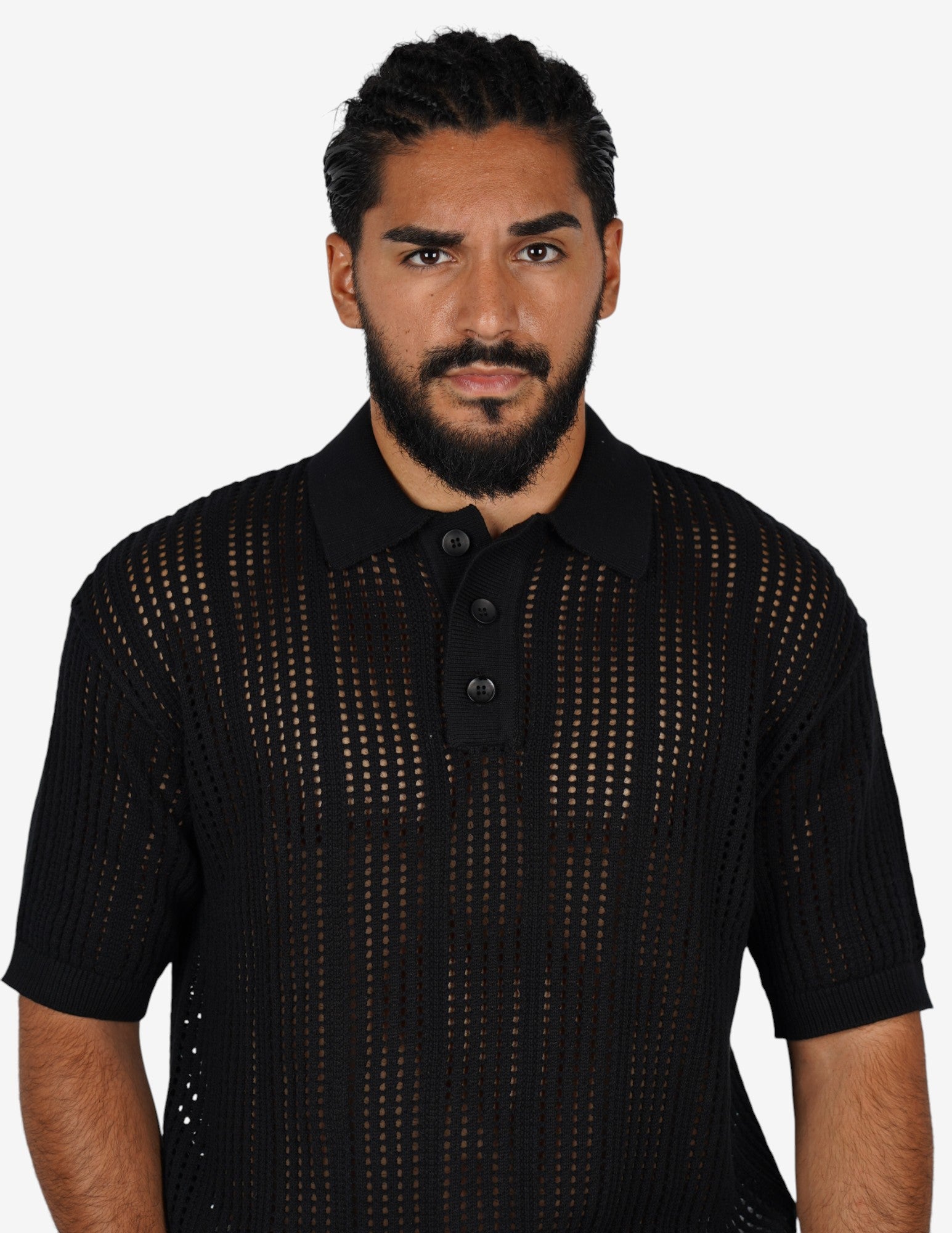 polo in maglia crochet