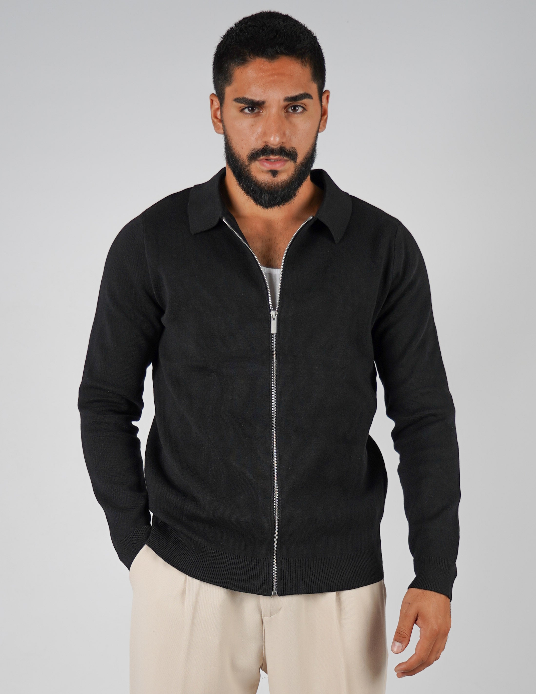Cardigan con collo manica lunga