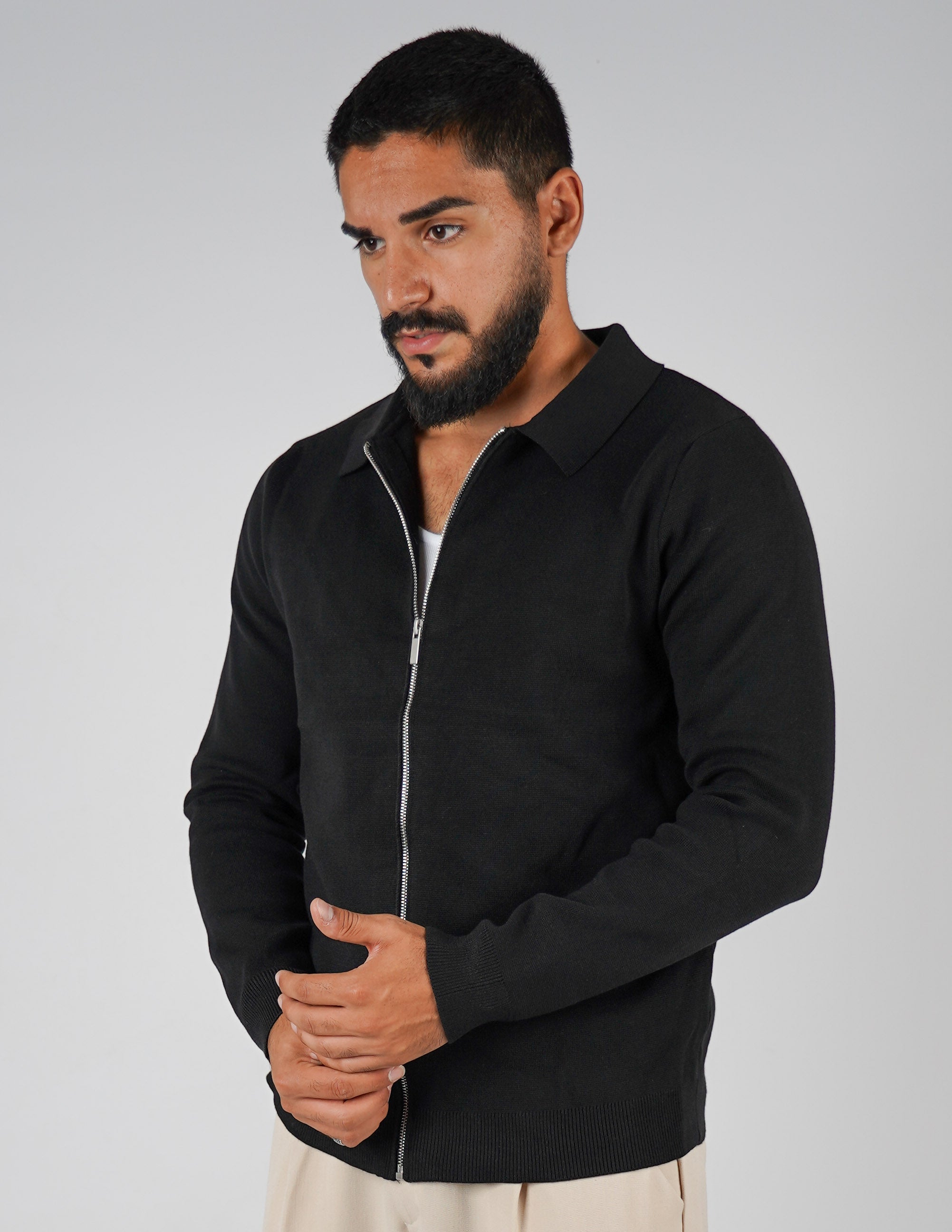 Cardigan con collo manica lunga