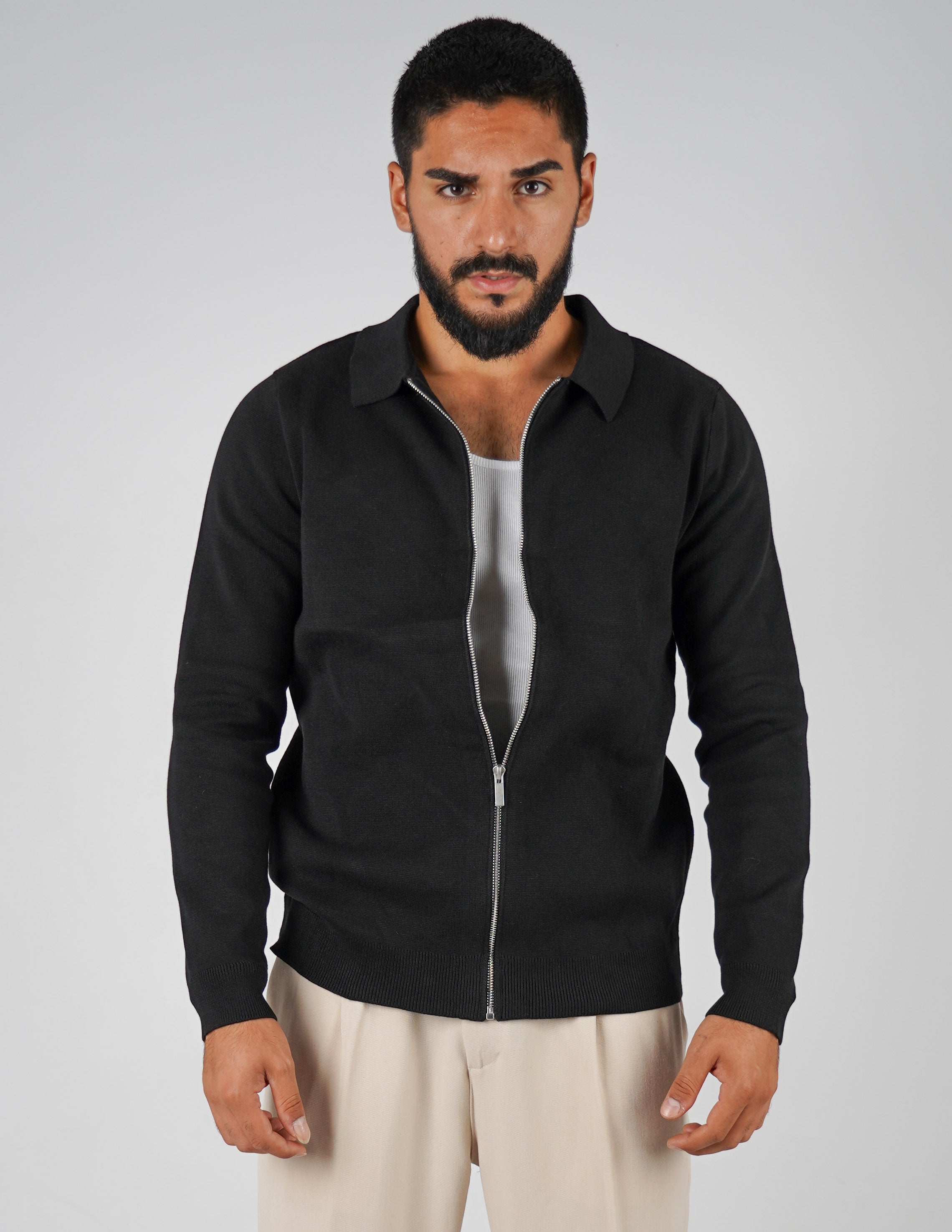 Cardigan con collo manica lunga