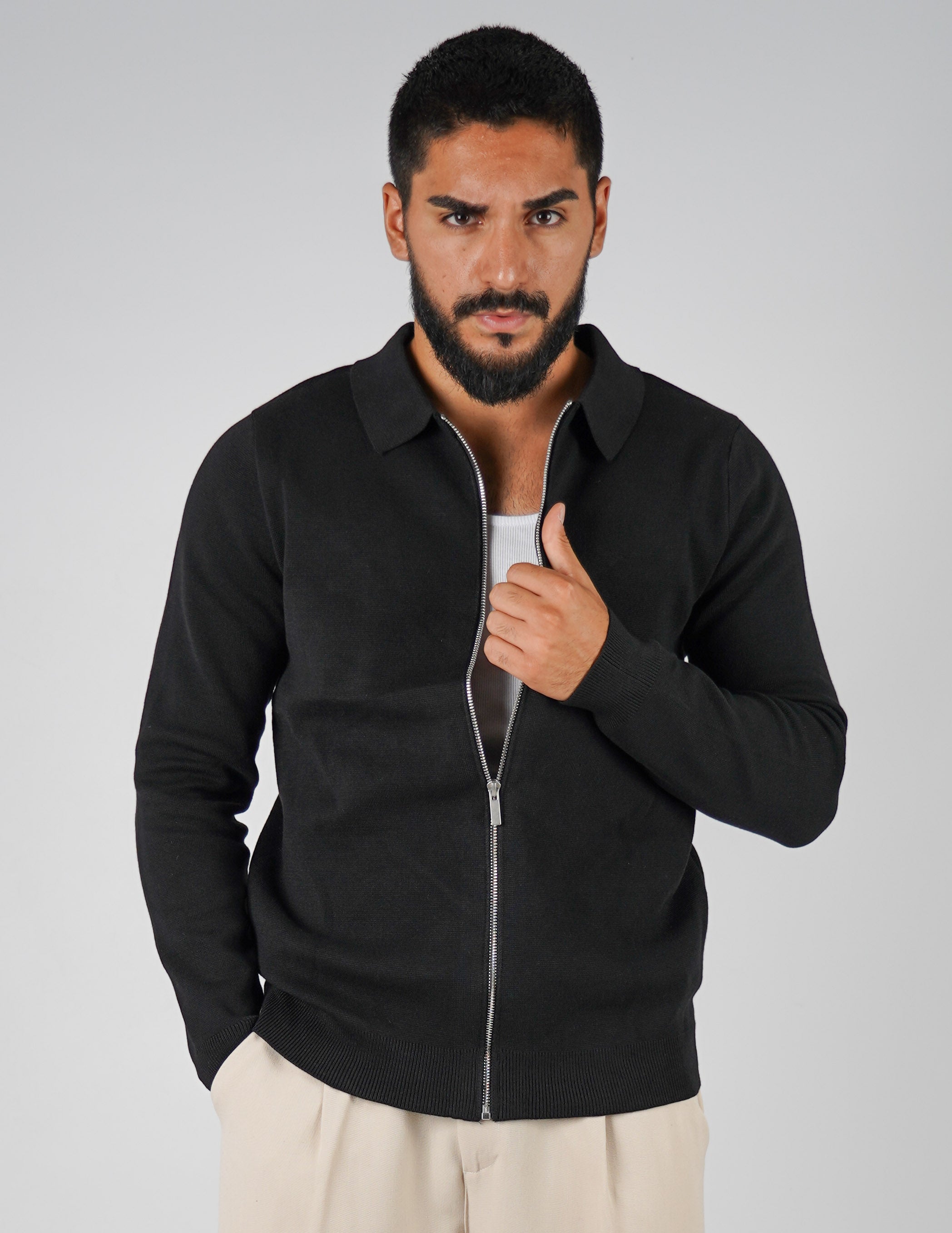 Cardigan con collo manica lunga