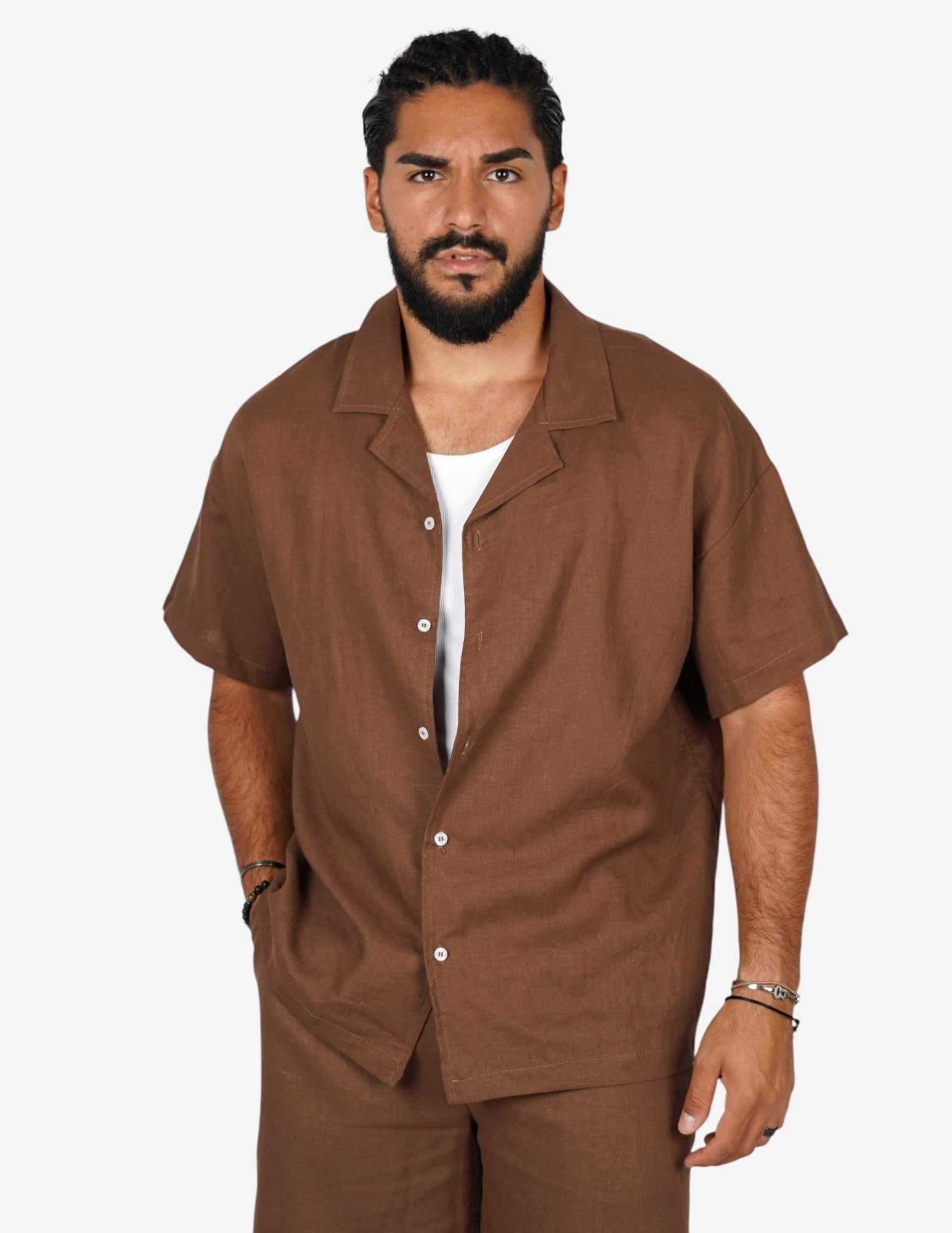Camicia manica corta in lino