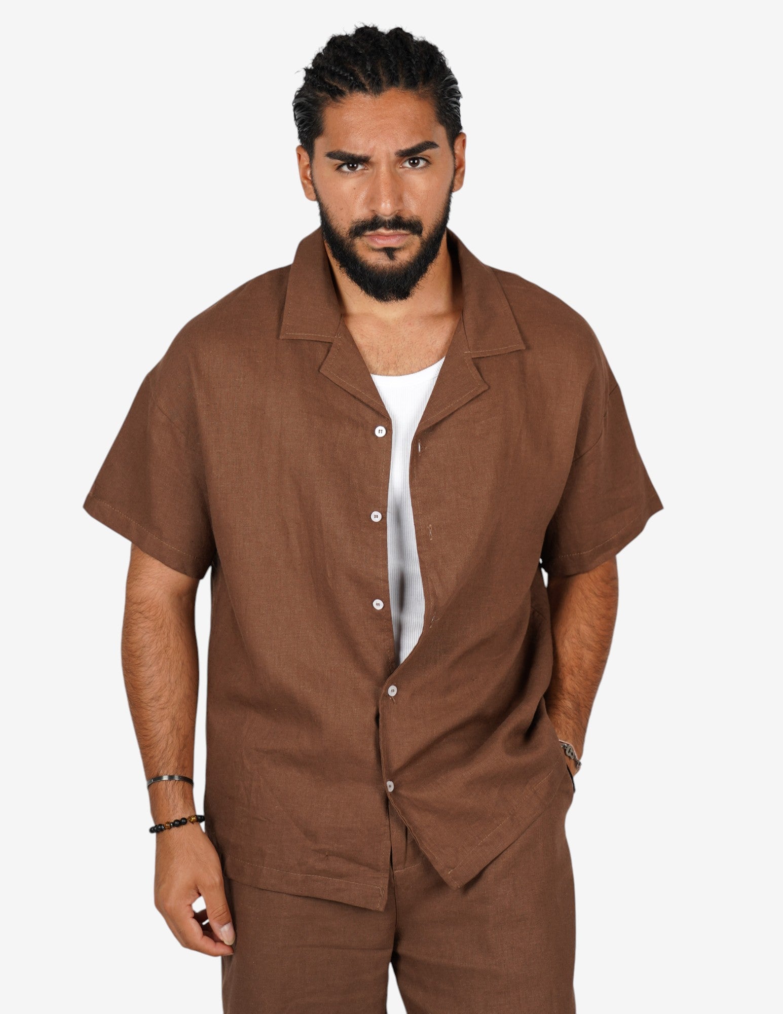 Camicia manica corta in lino