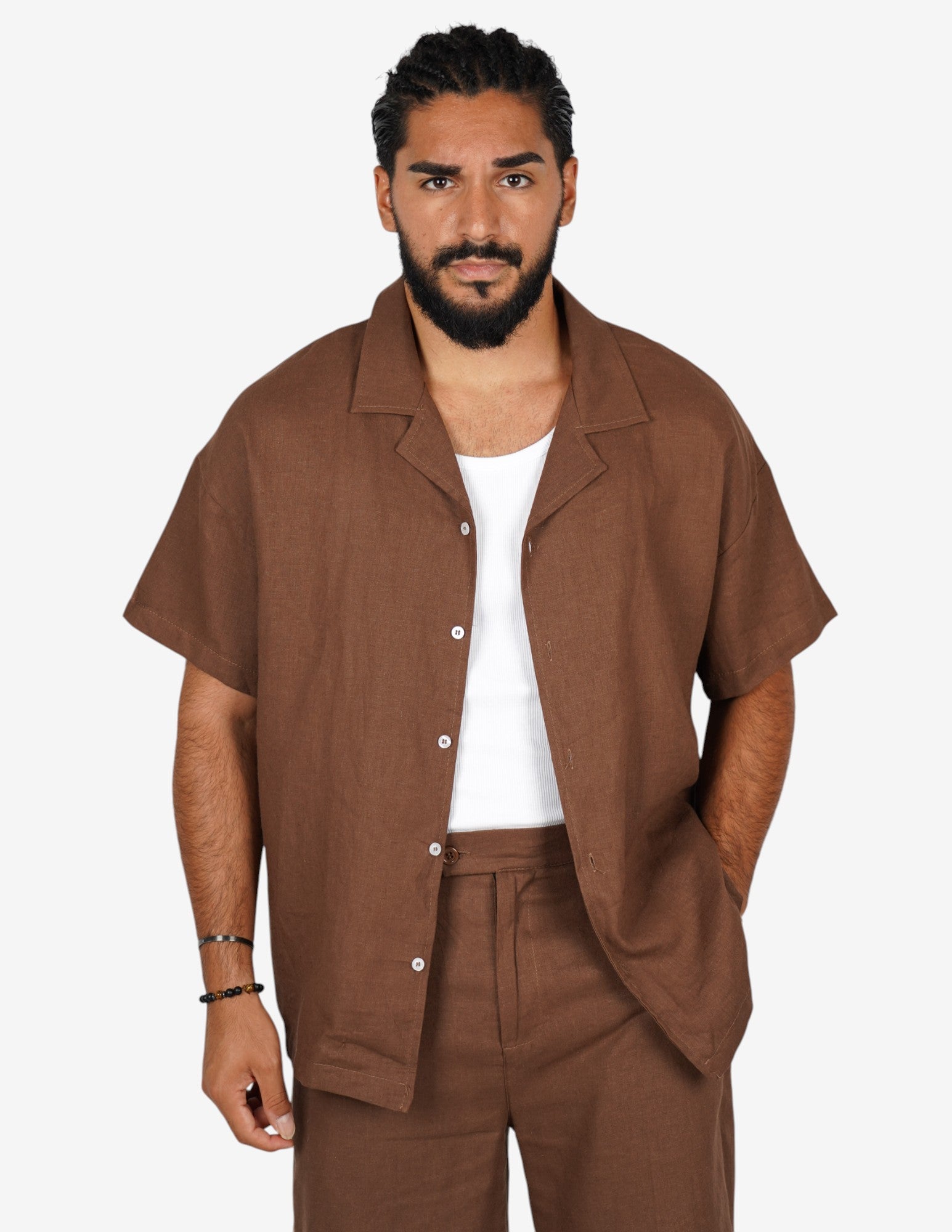Camicia manica corta in lino