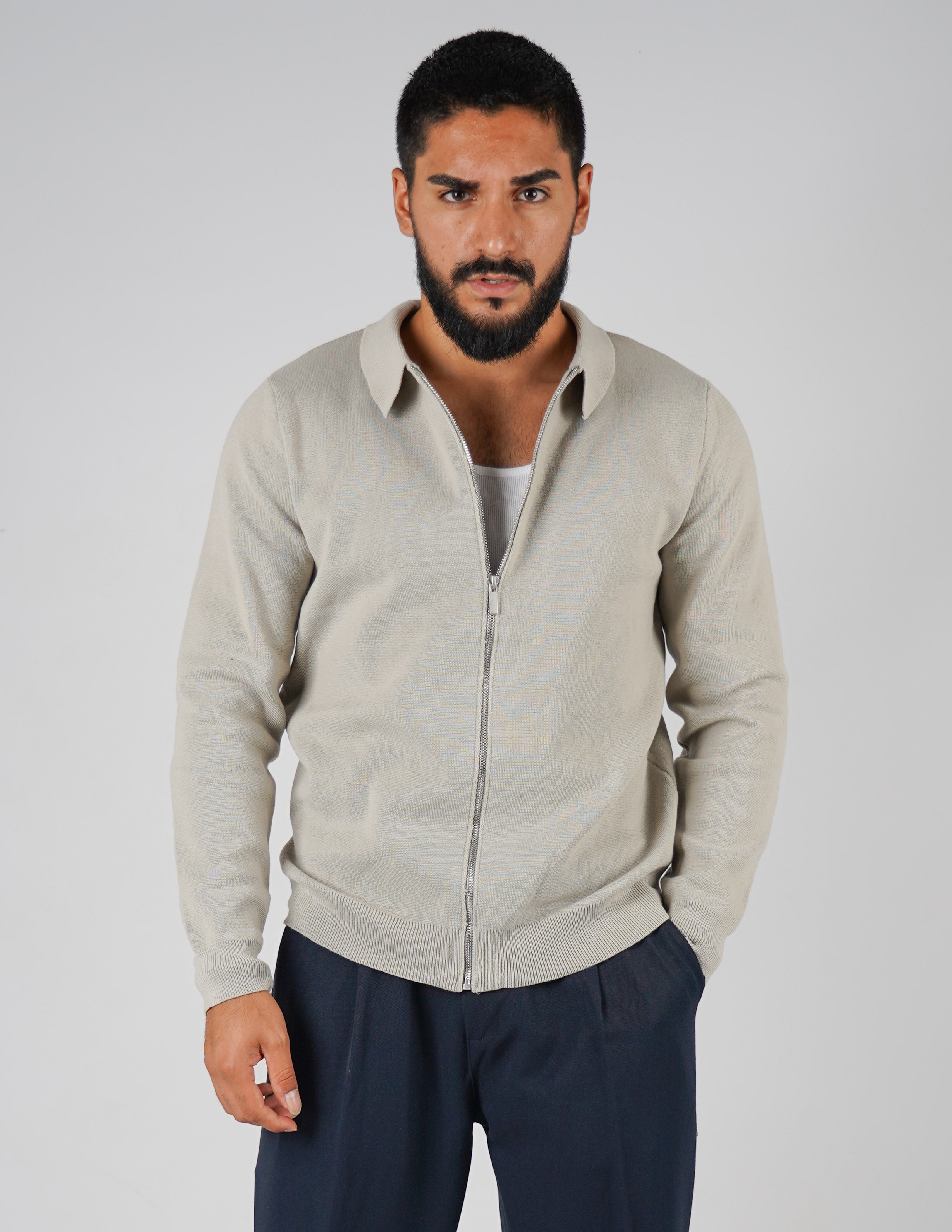 Cardigan con collo manica lunga