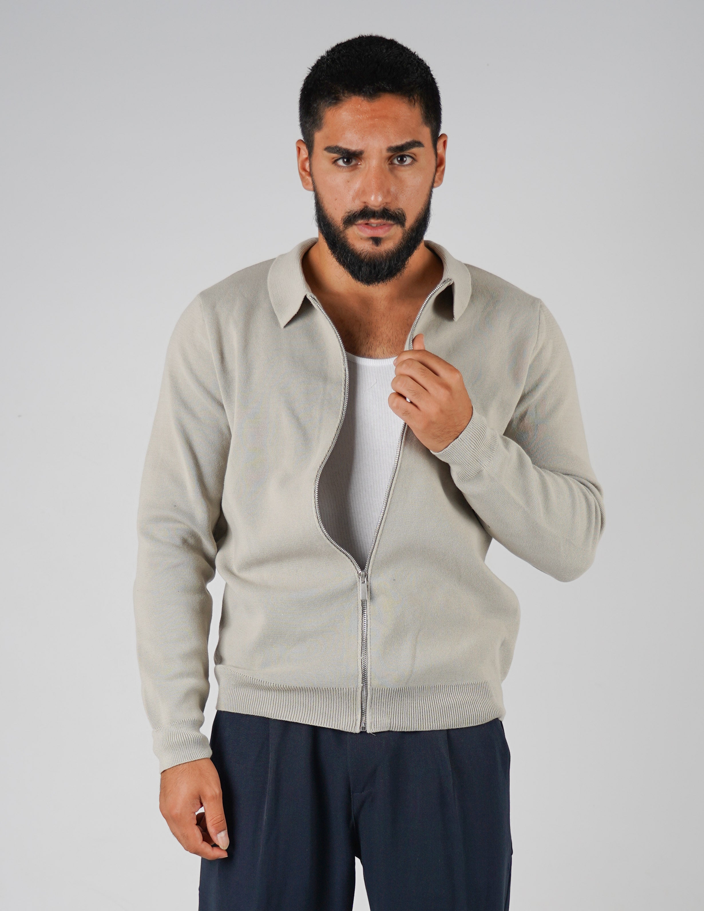 Cardigan con collo manica lunga