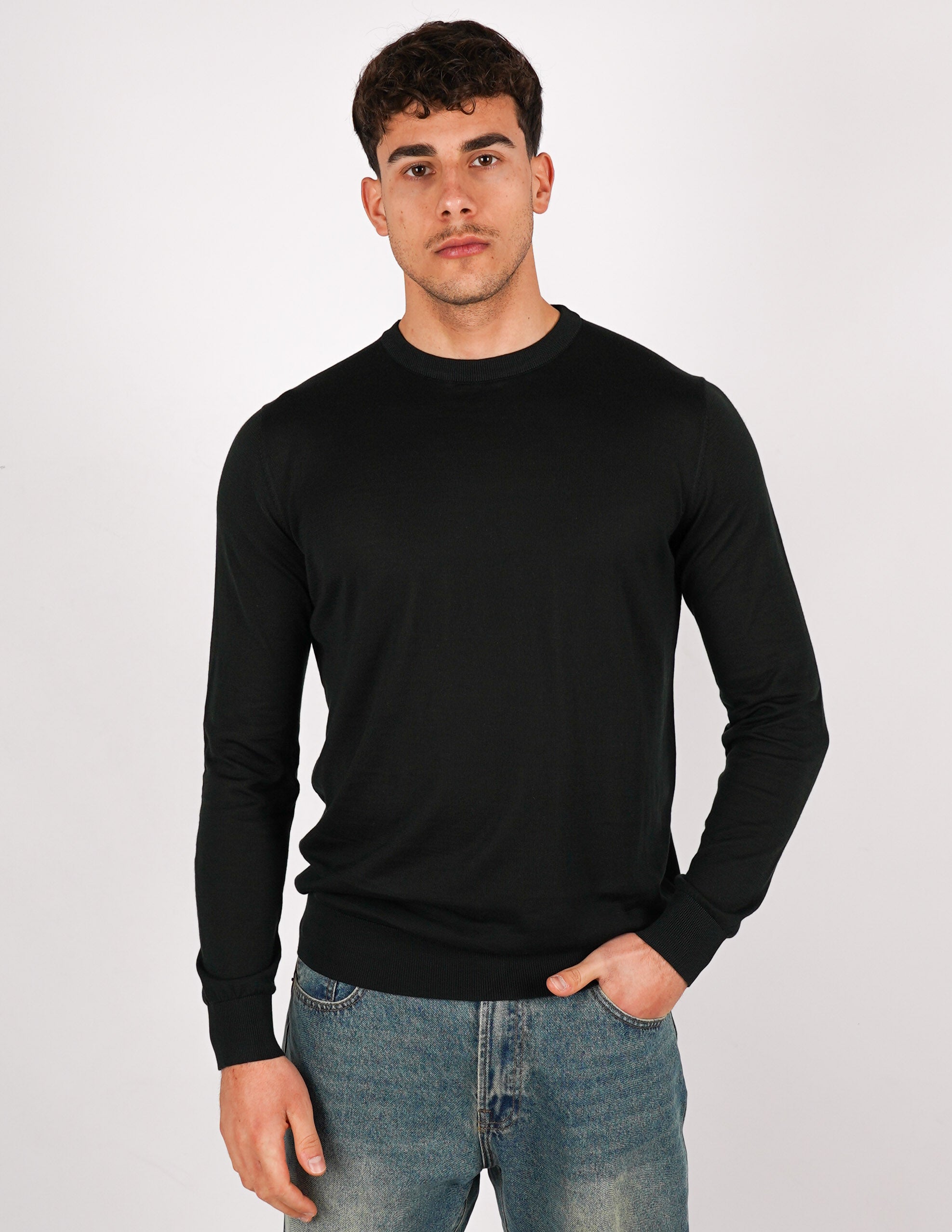MAGLIA GIROCOLLO IN COTONE E SETA
