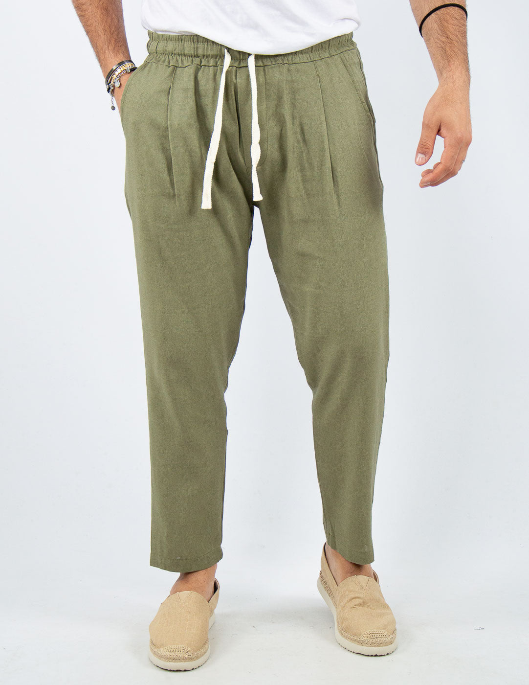 PANTALONE UOMO JOGGER CAPRI LINO