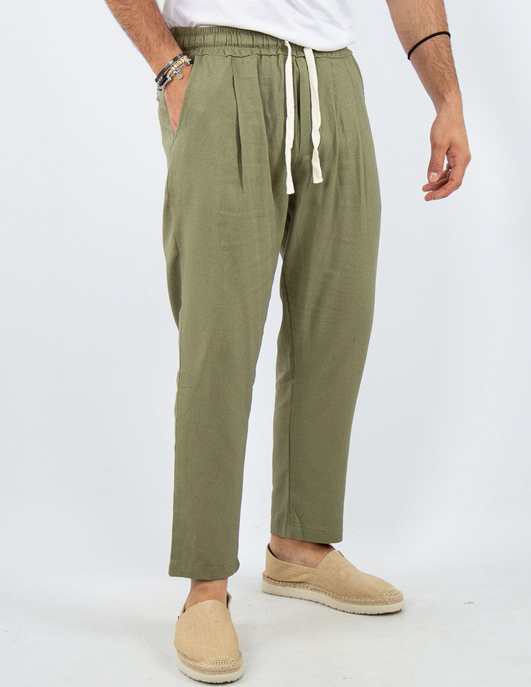 PANTALONE UOMO JOGGER CAPRI LINO