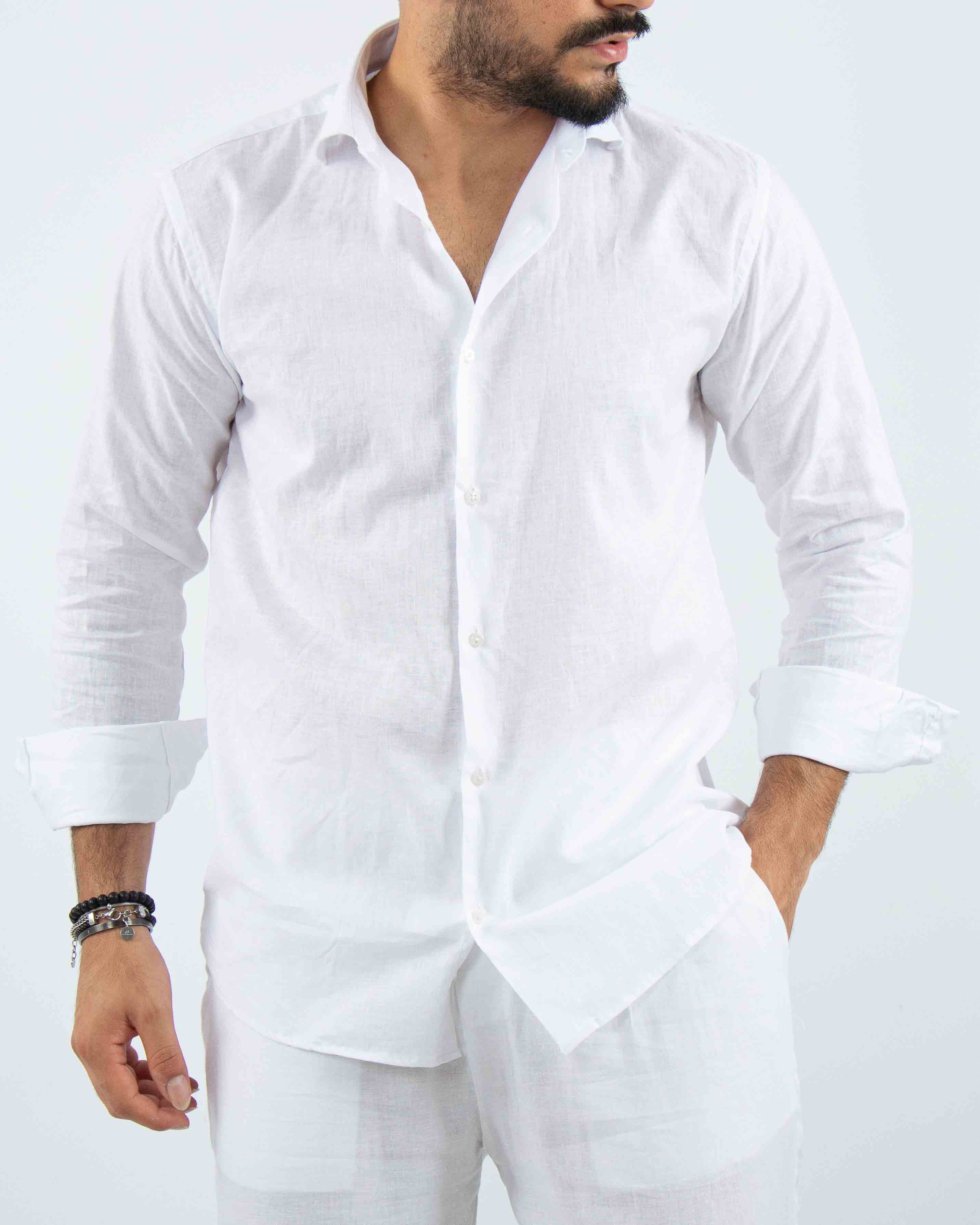 camicia uomo profumata in lino collo classico