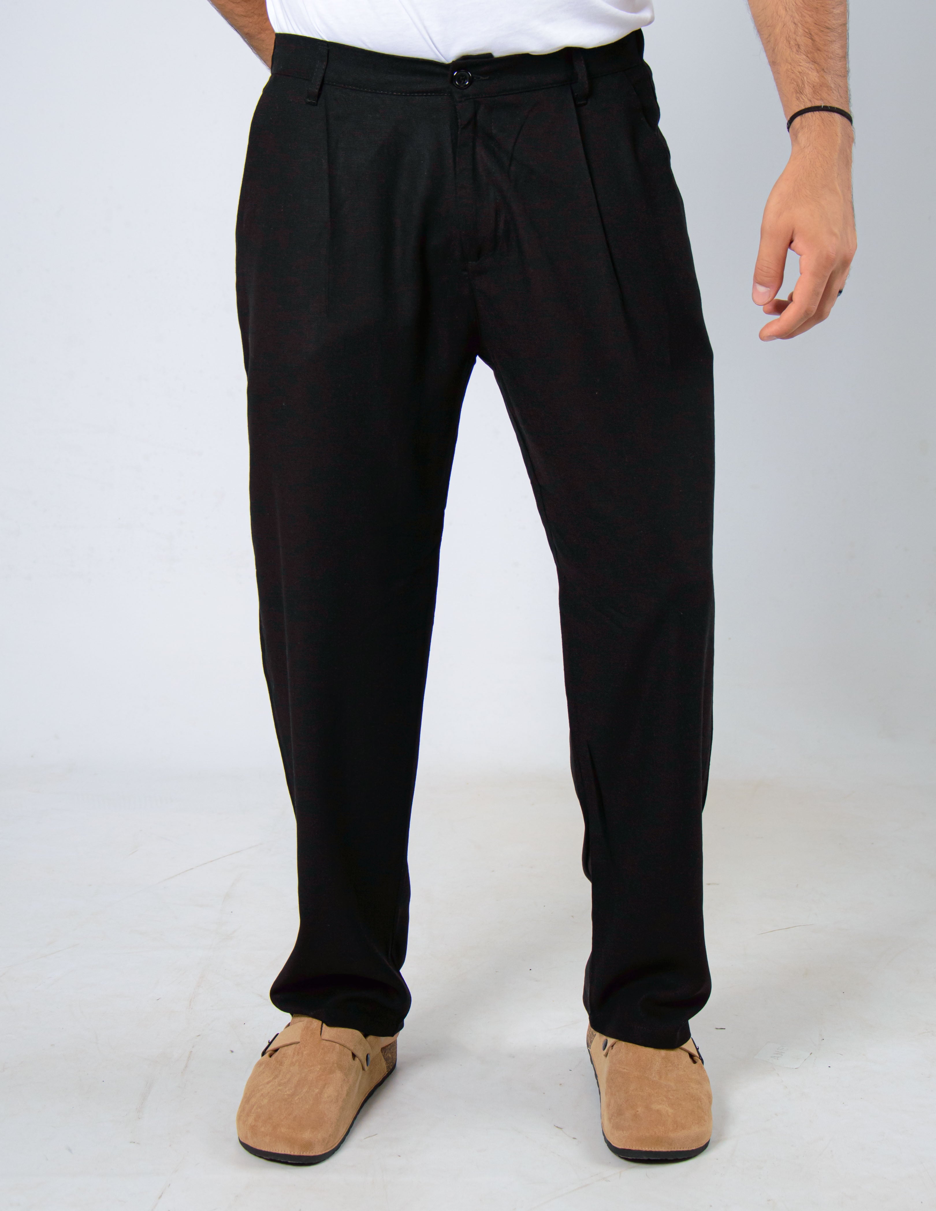 PANTALONE COMODO CON PENCE IN LINO
