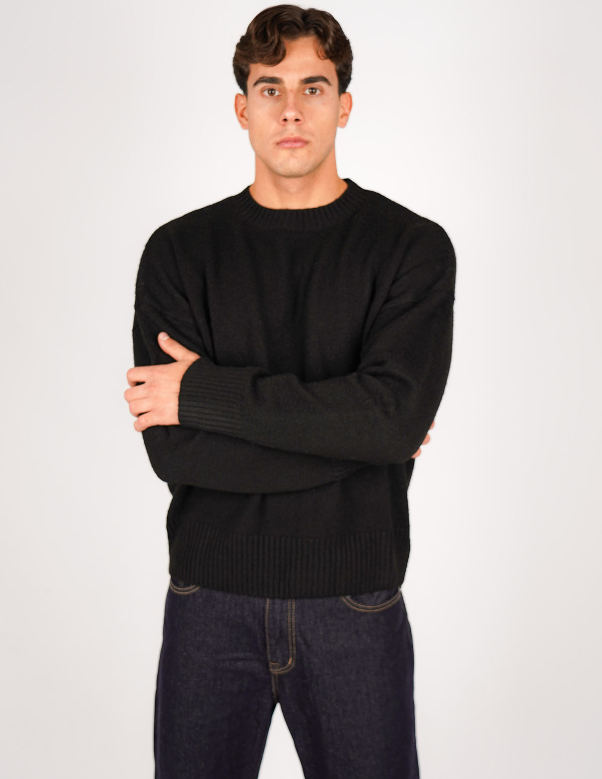 MAGLIONE CROP FIT IN MISTO LANA