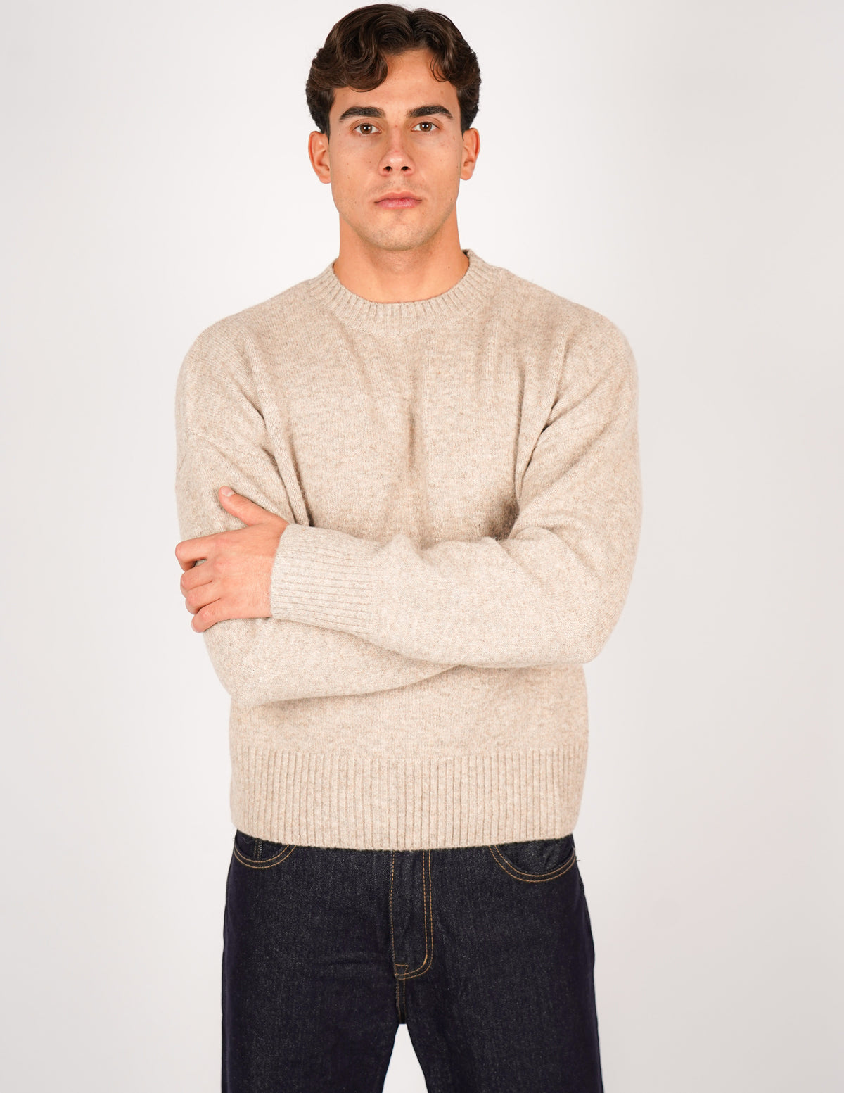 MAGLIONE CROP FIT IN MISTO LANA