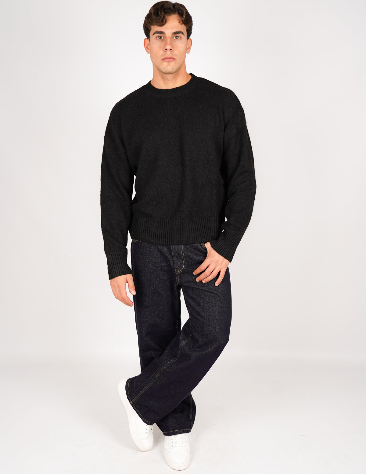 MAGLIONE CROP FIT IN MISTO LANA