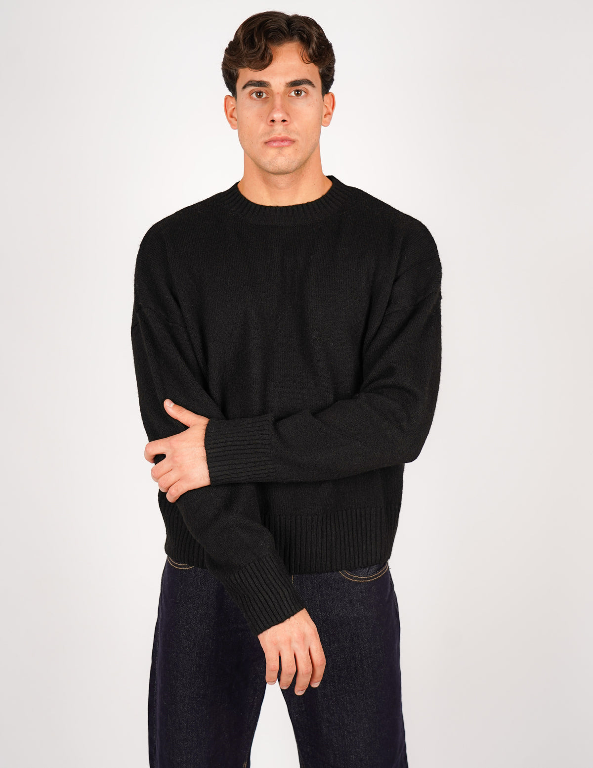MAGLIONE CROP FIT IN MISTO LANA