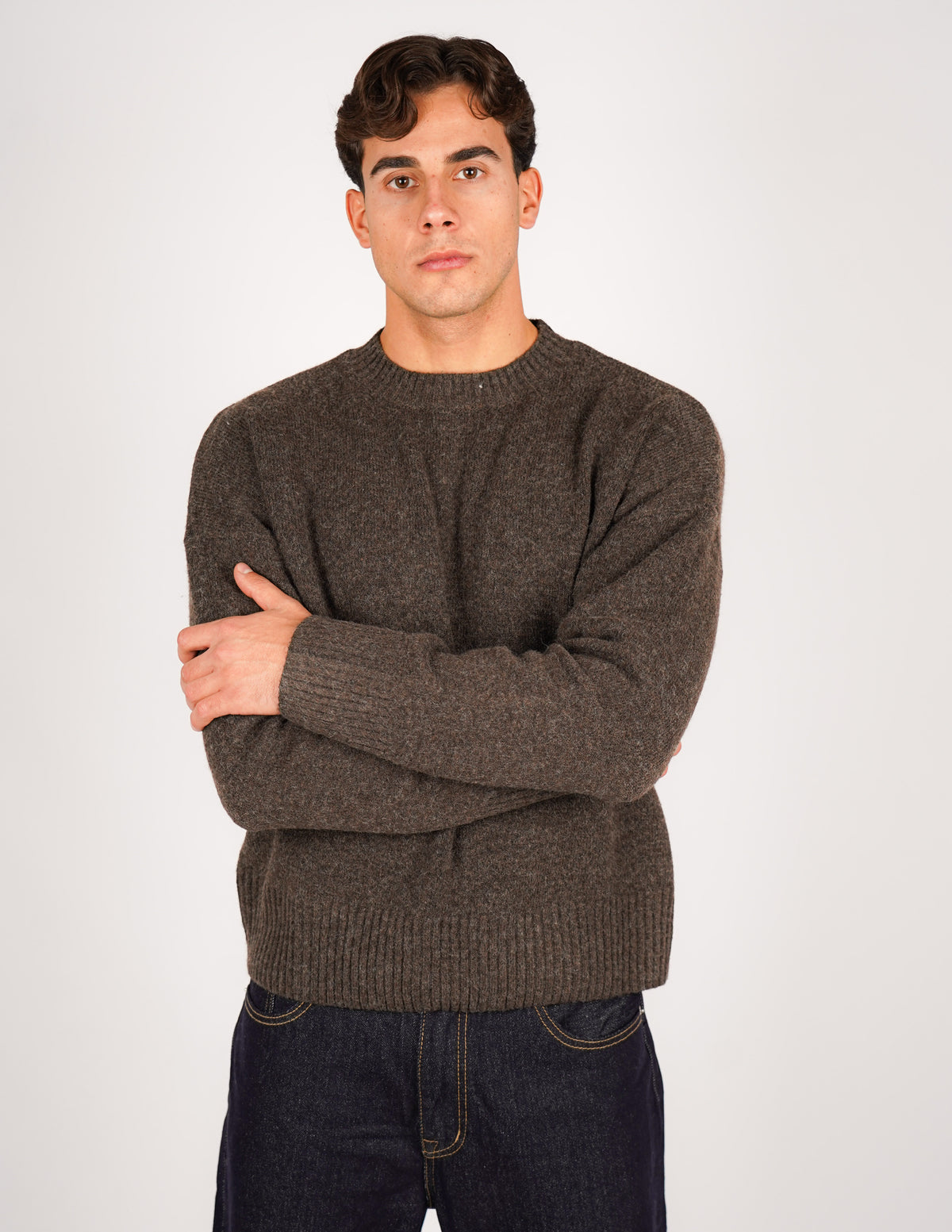 MAGLIONE CROP FIT IN MISTO LANA
