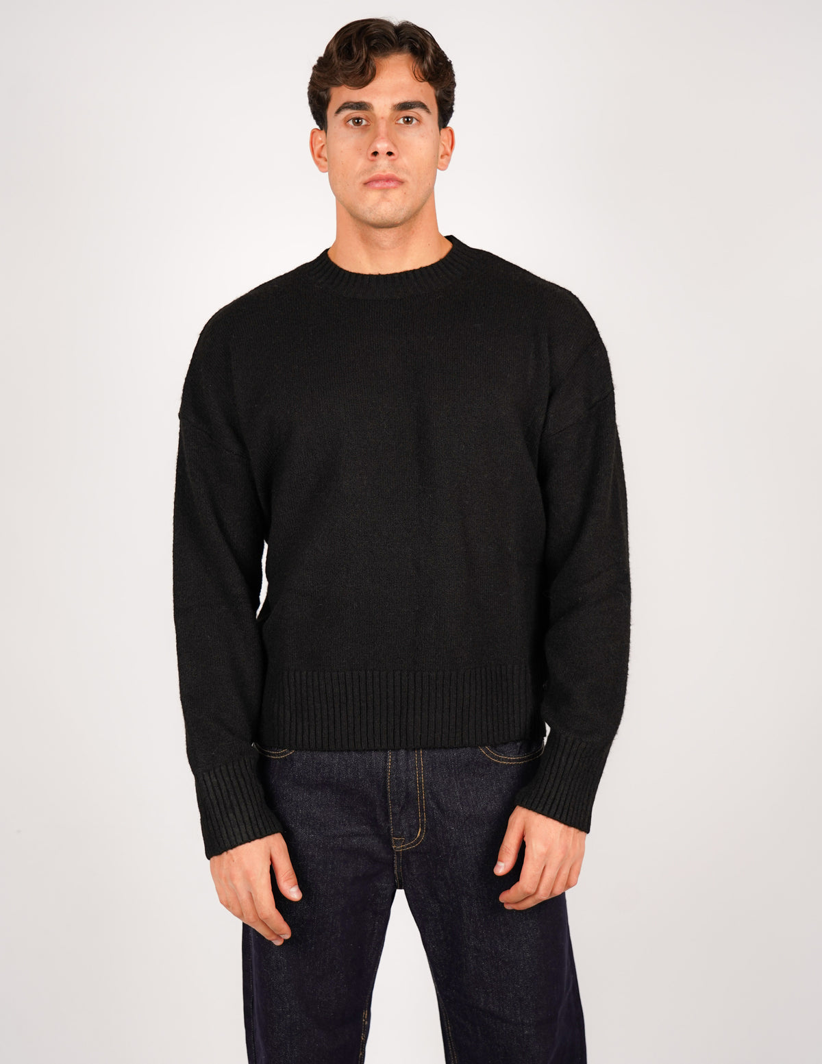 MAGLIONE CROP FIT IN MISTO LANA
