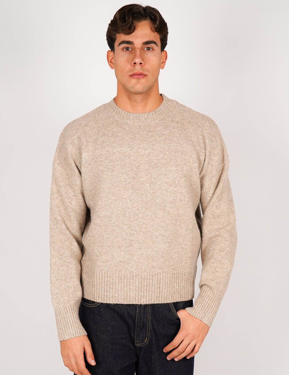 MAGLIONE CROP FIT IN MISTO LANA