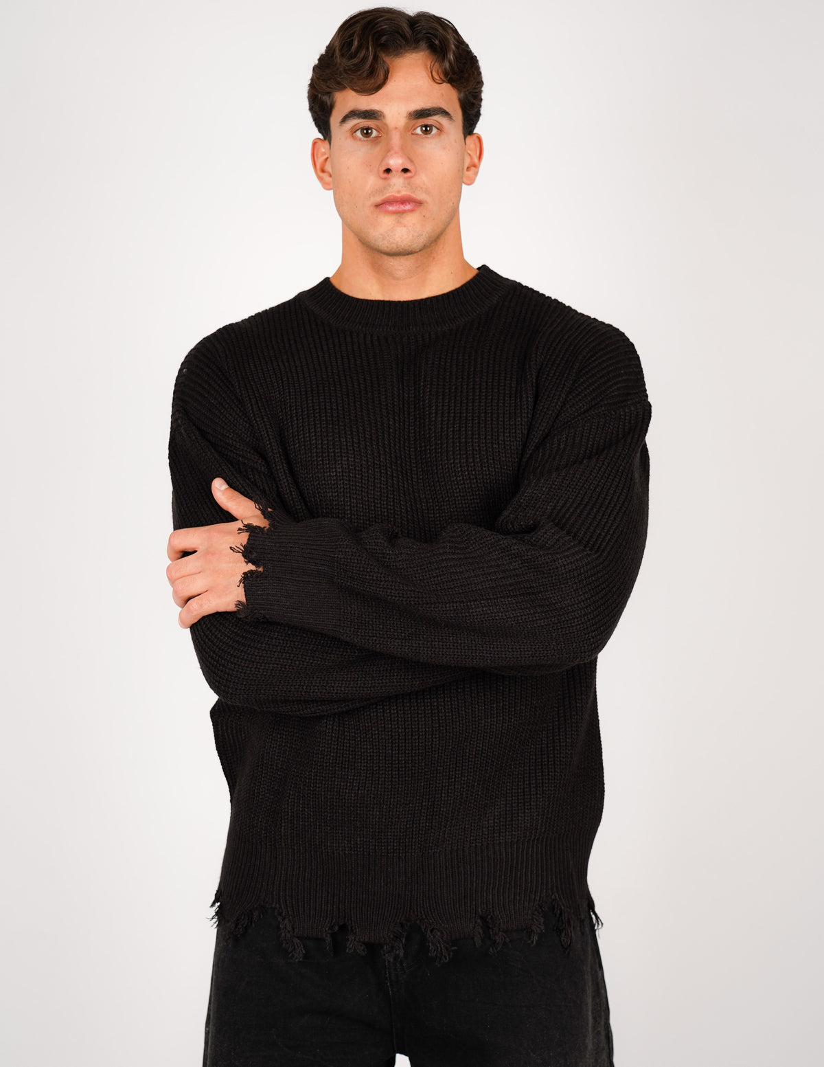 MAGLIONE STRUTTURATO CON ROTTURE OVER